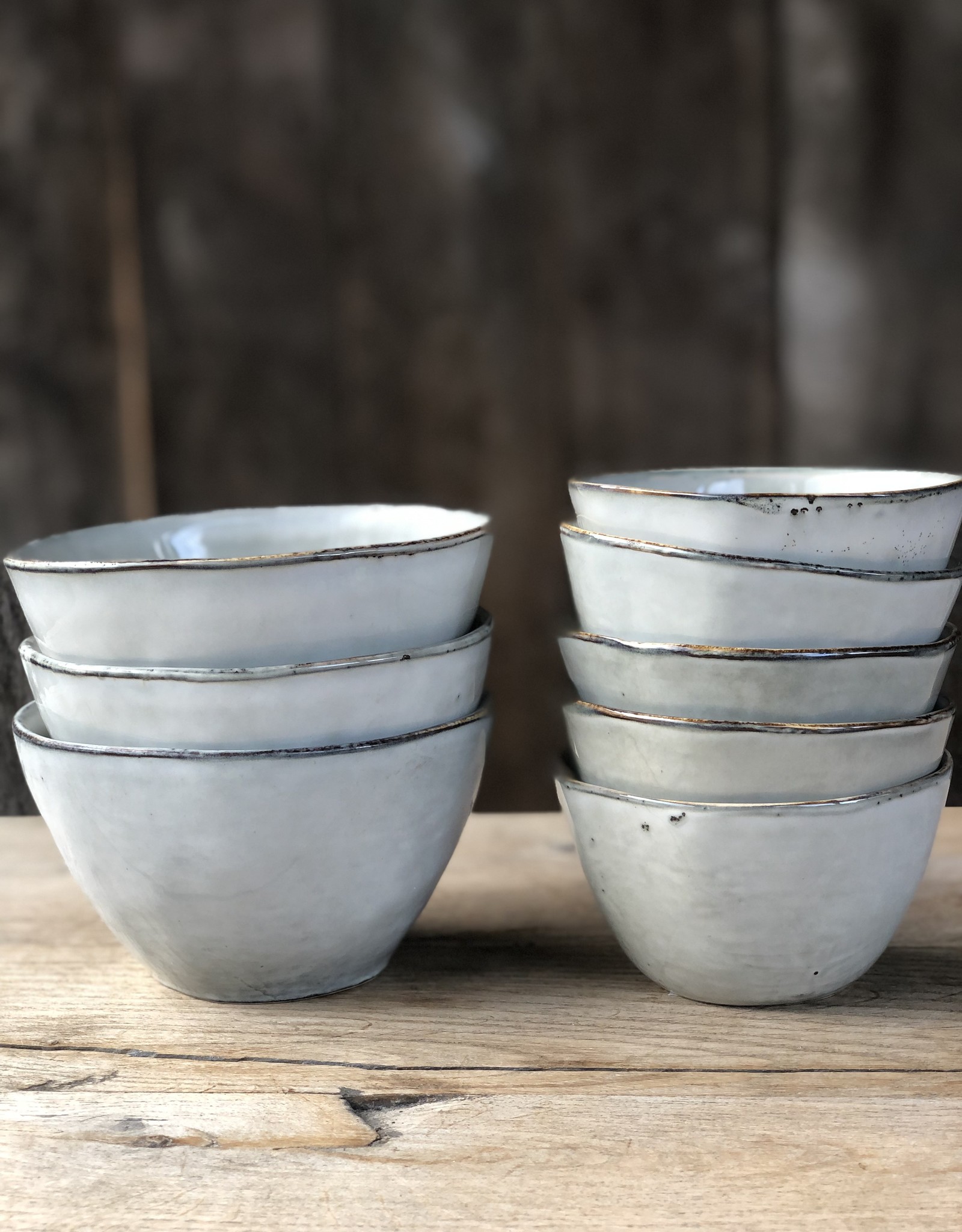 Mica decorations Schaaltje Tabo - 11,5 cm - set van 6 - grijs