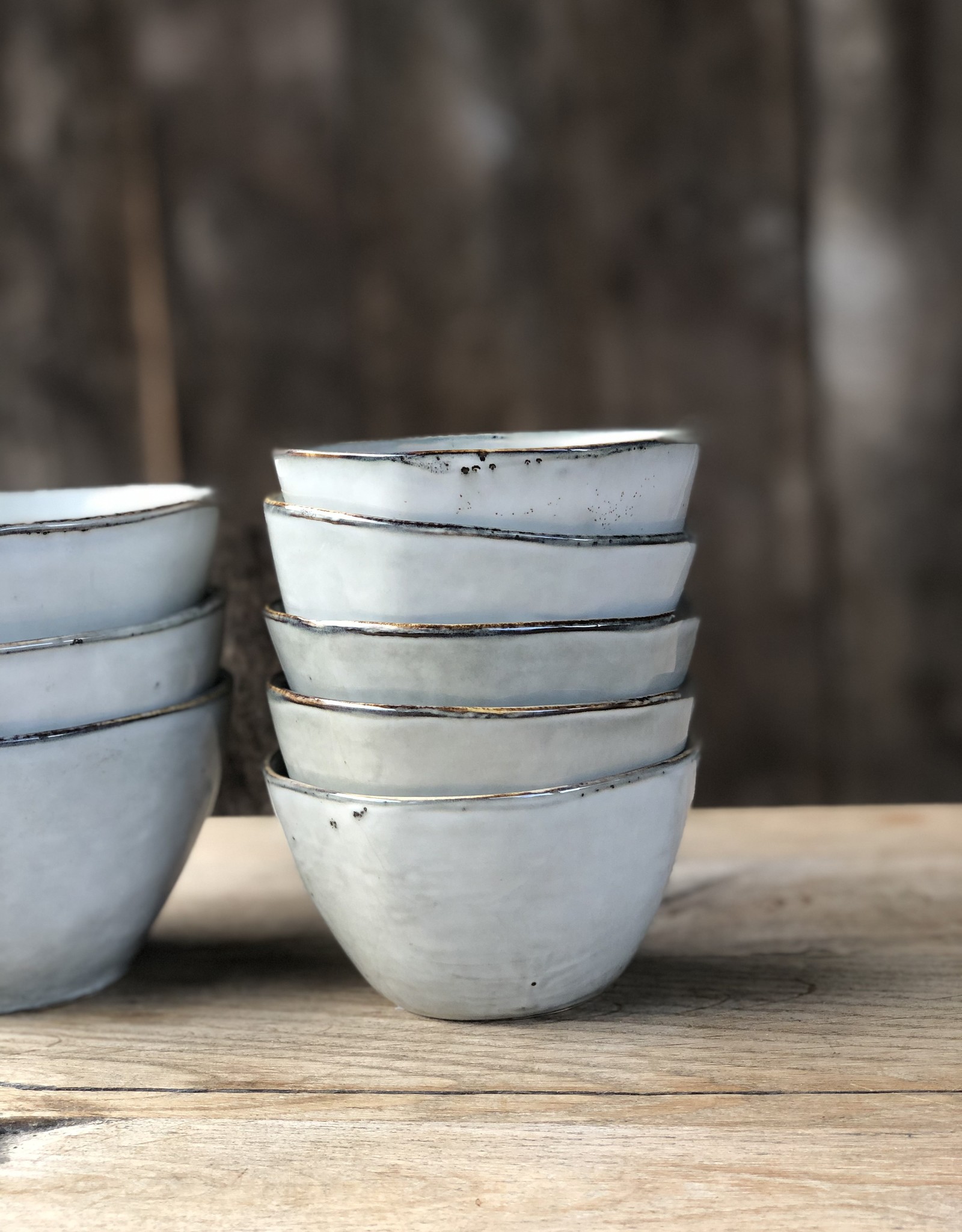 Mica decorations Schaaltje Tabo - 11,5 cm - set van 6 - grijs