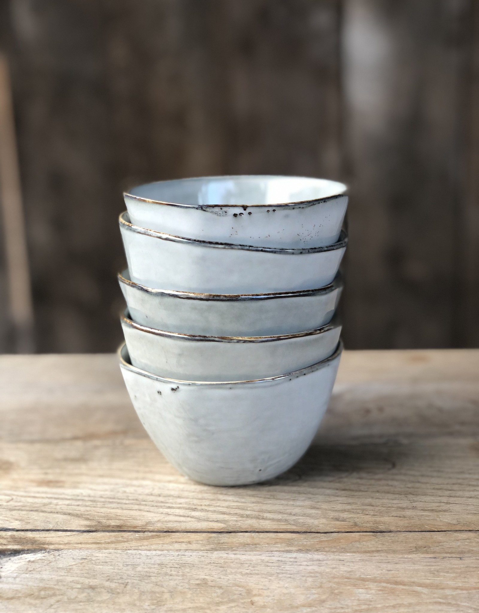 Mica decorations Schaaltje Tabo - 11 cm - set van 6 - grijs