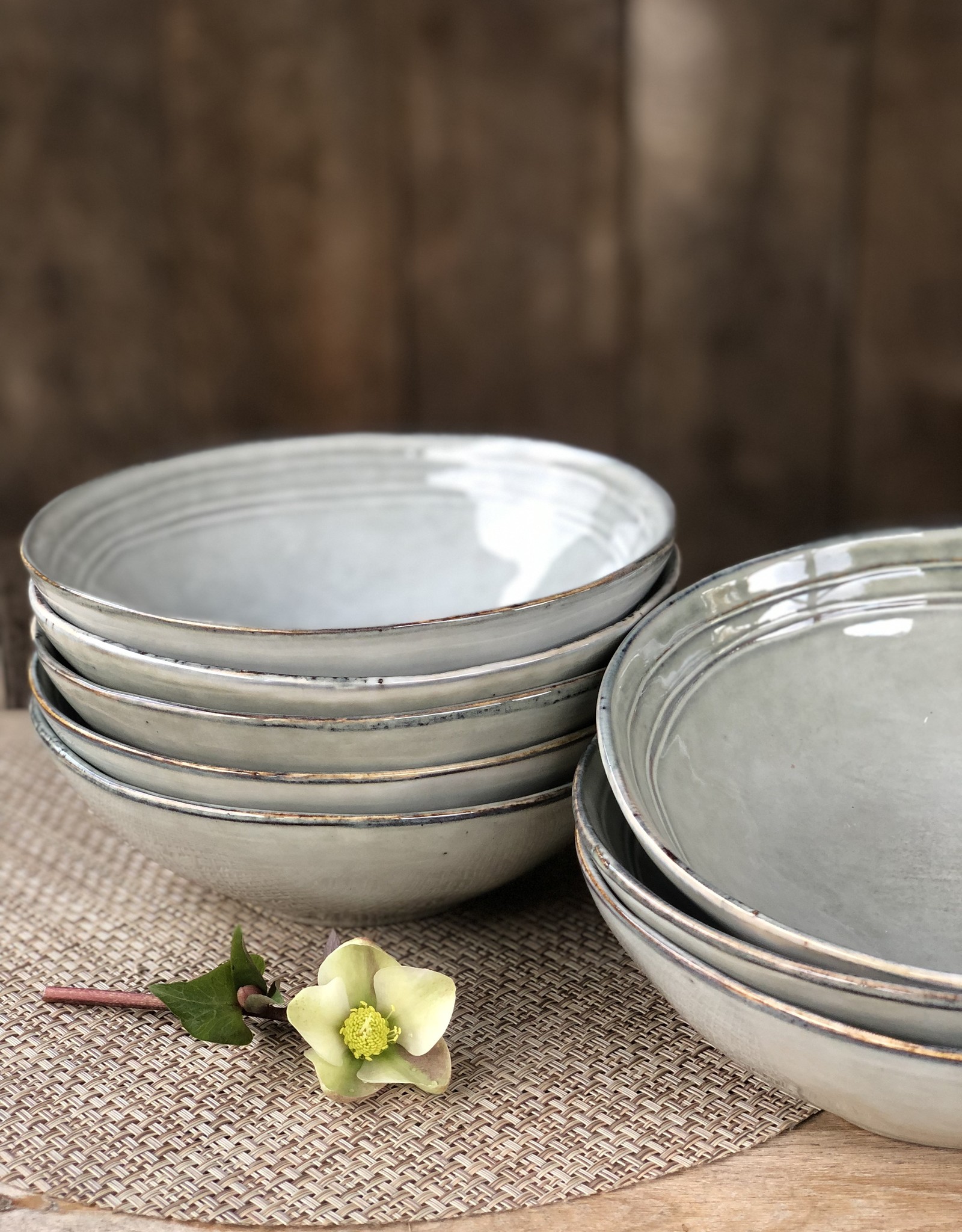 Mica decorations Pasta of diep bord Tabo - set van 4 - grijs