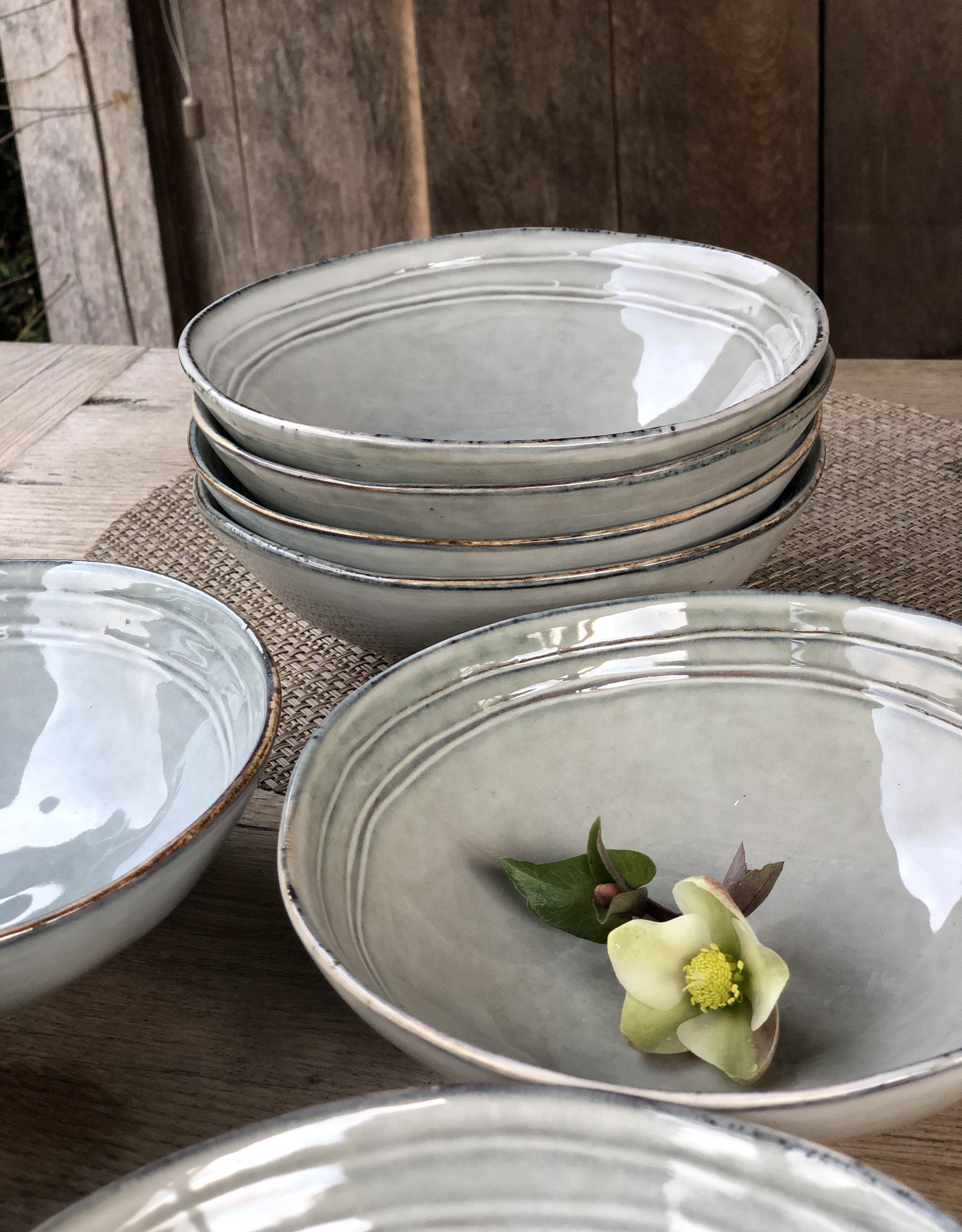 Mica decorations Pasta of diep bord Tabo - set van 4 - grijs