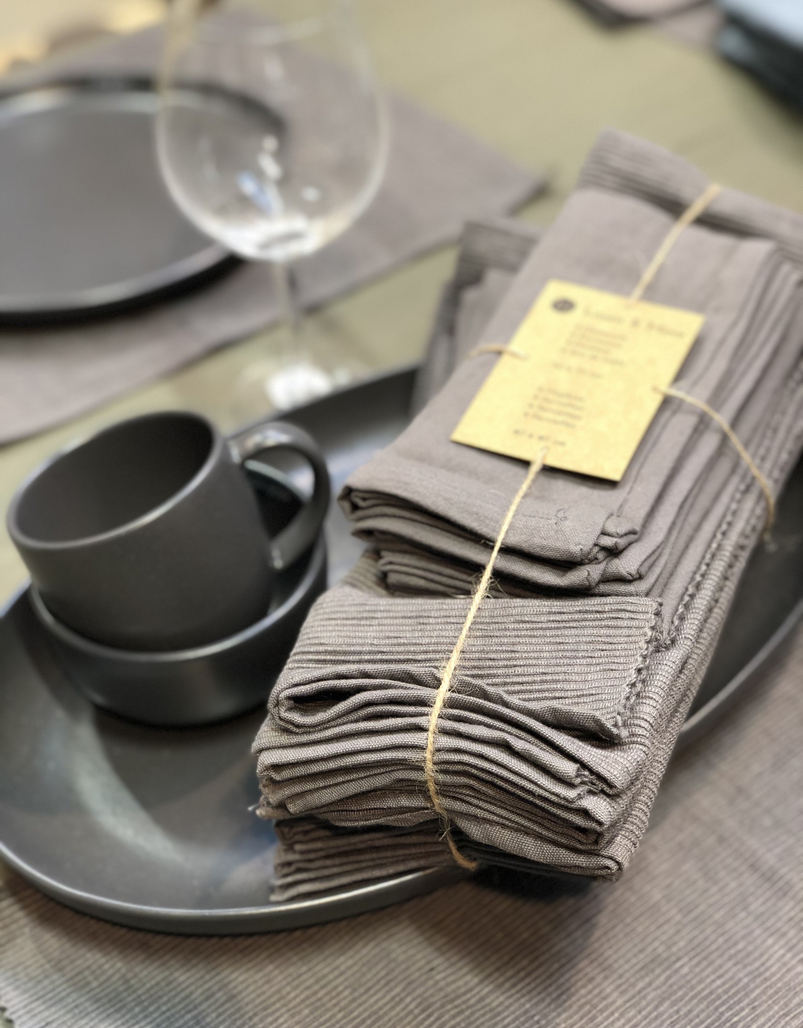 Linen & More Placemat set 8 delig grijs