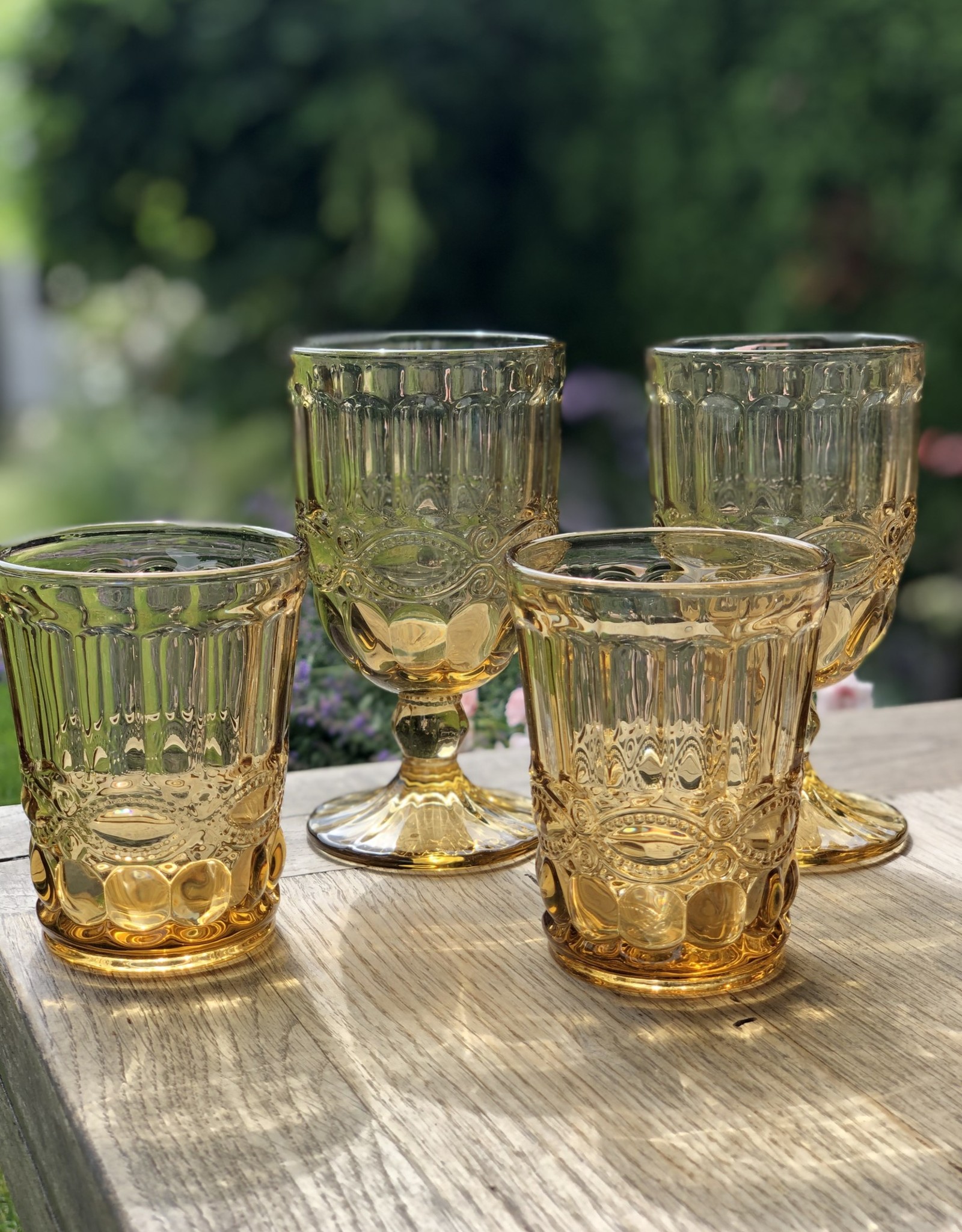 Waterglas  set van 6 - vintage amber