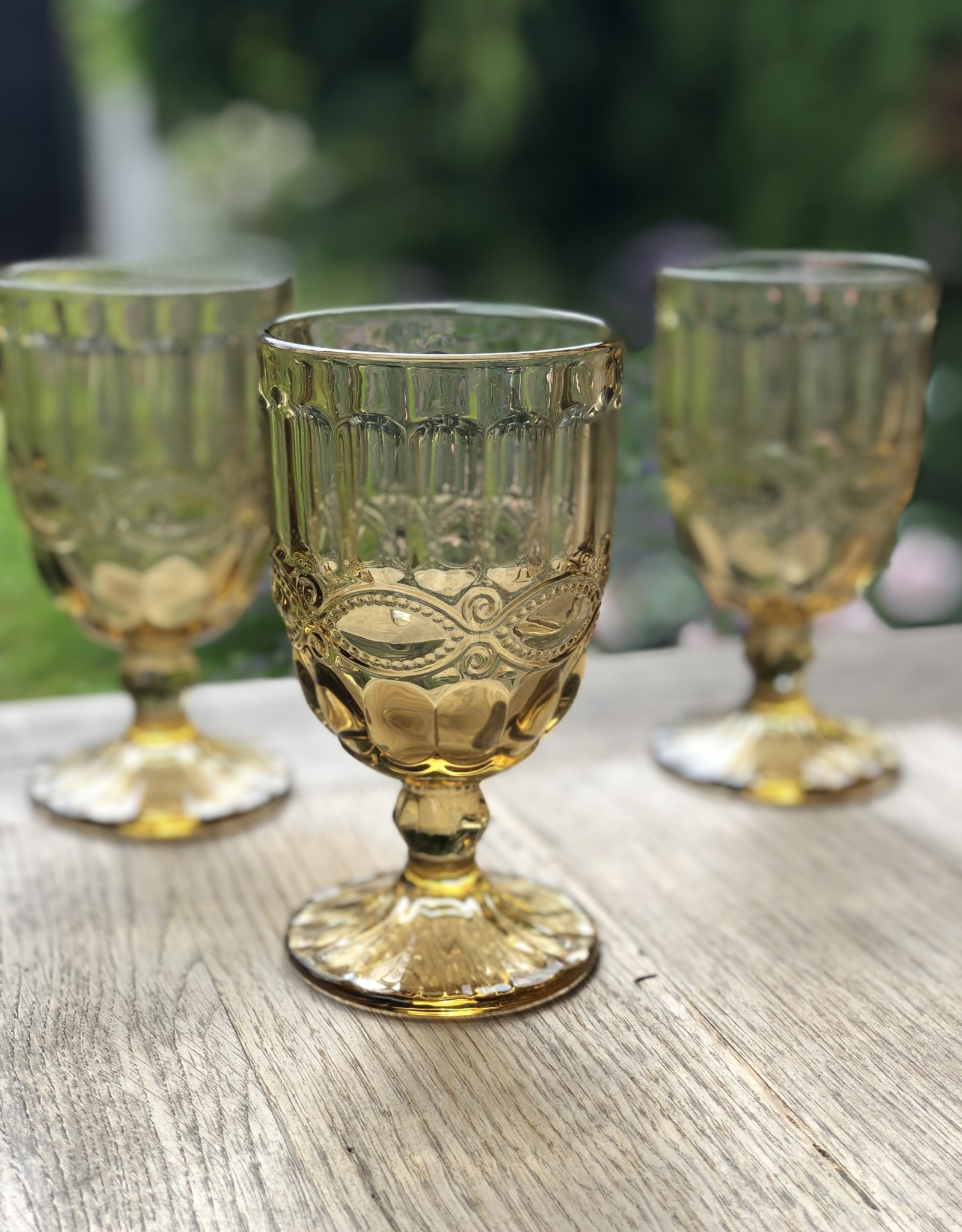 Waterglas  set van 6 - vintage amber