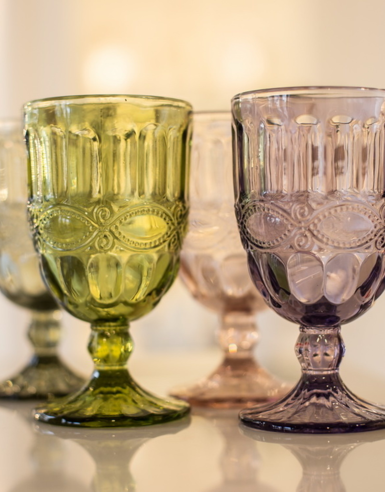 Wijnglas  set van 6 -vintage roze