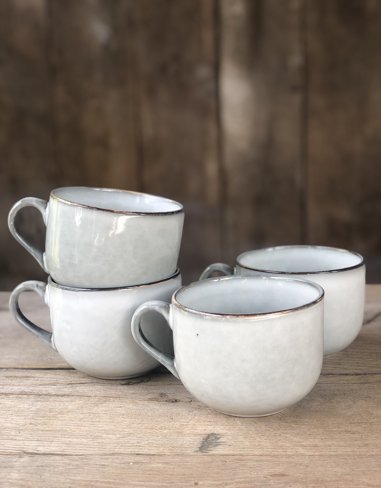 Mica decorations Soepkom Tabo - set van 4 - grijs