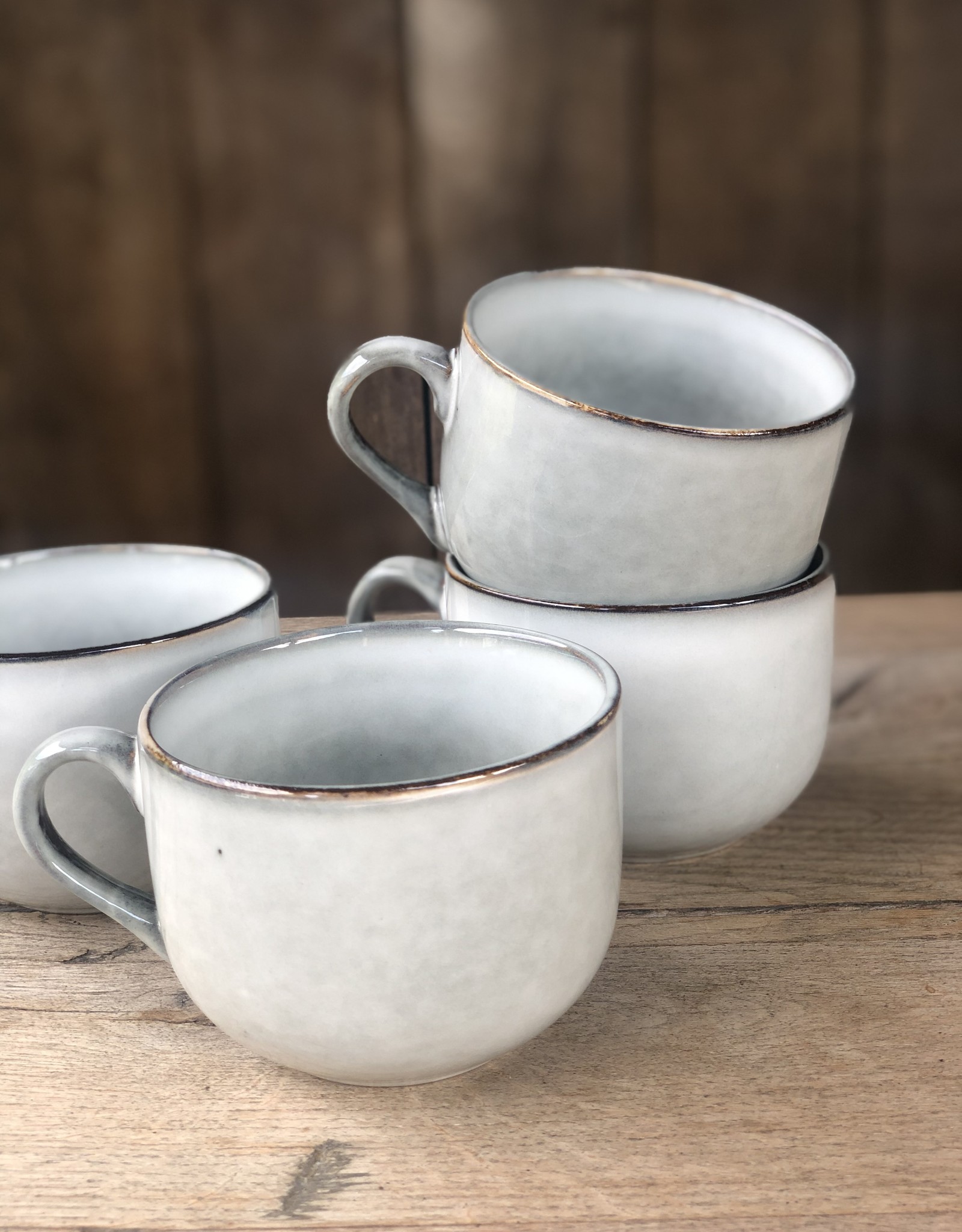 Mica decorations Soepkom Tabo - set van 4 - grijs