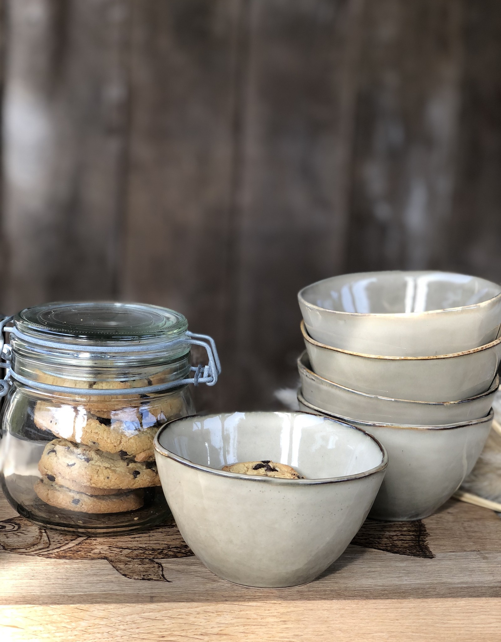 Mica decorations Kom Tabo -14 cm -set van 3  - grijs