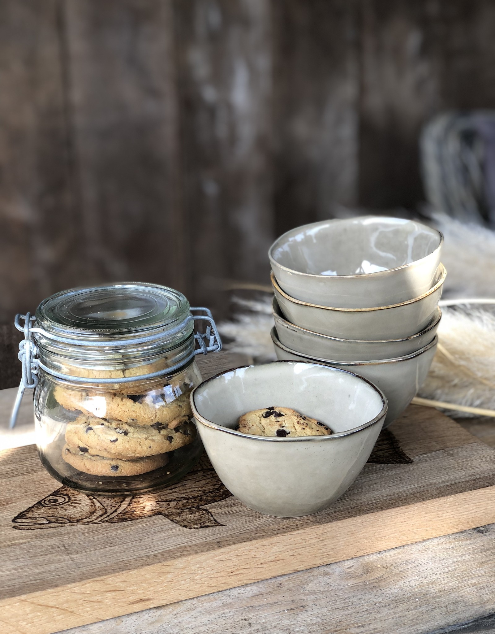 Mica decorations Kom Tabo -14 cm -set van 3  - grijs