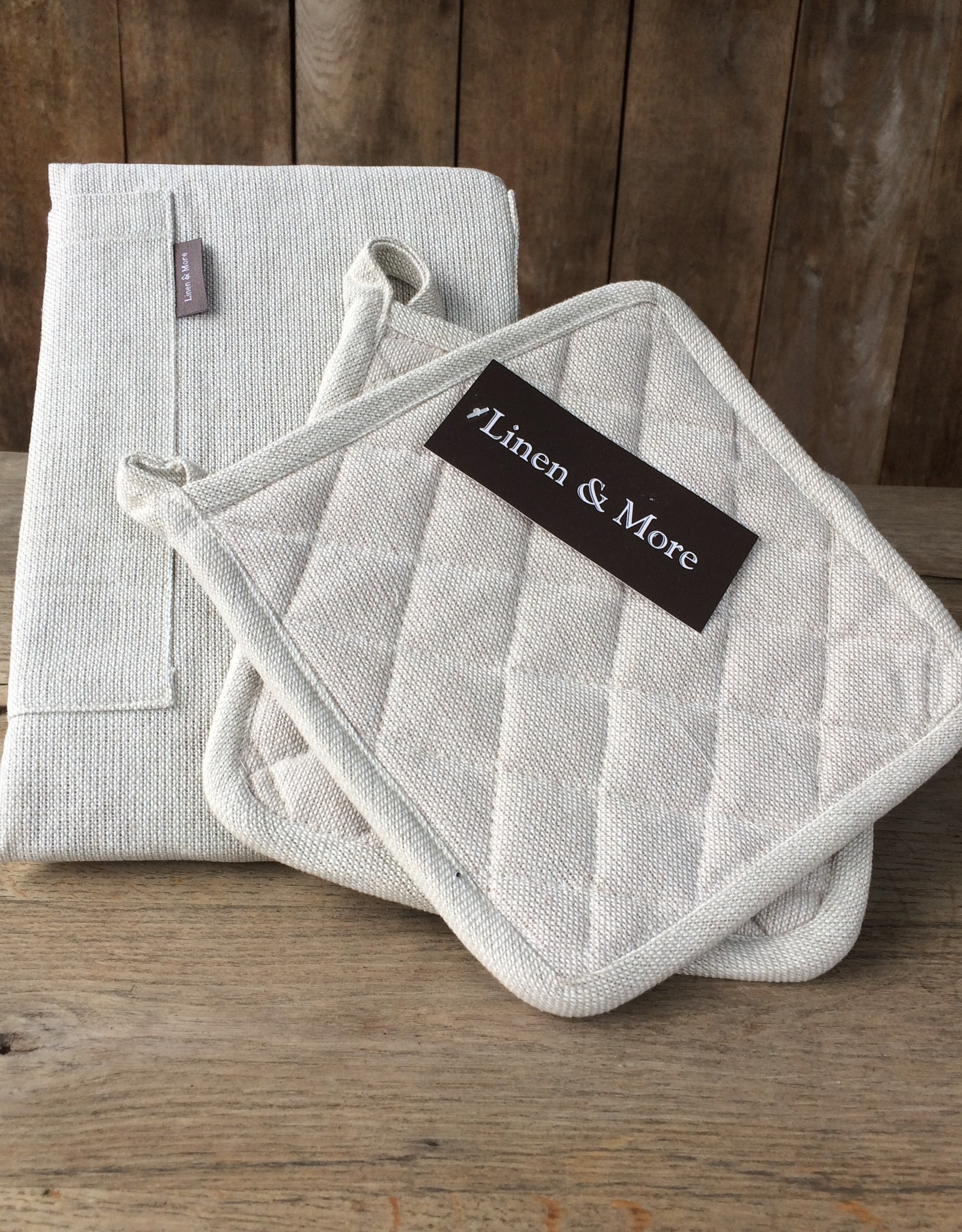 Linen & More Keukenschort set 5 delig - ivory