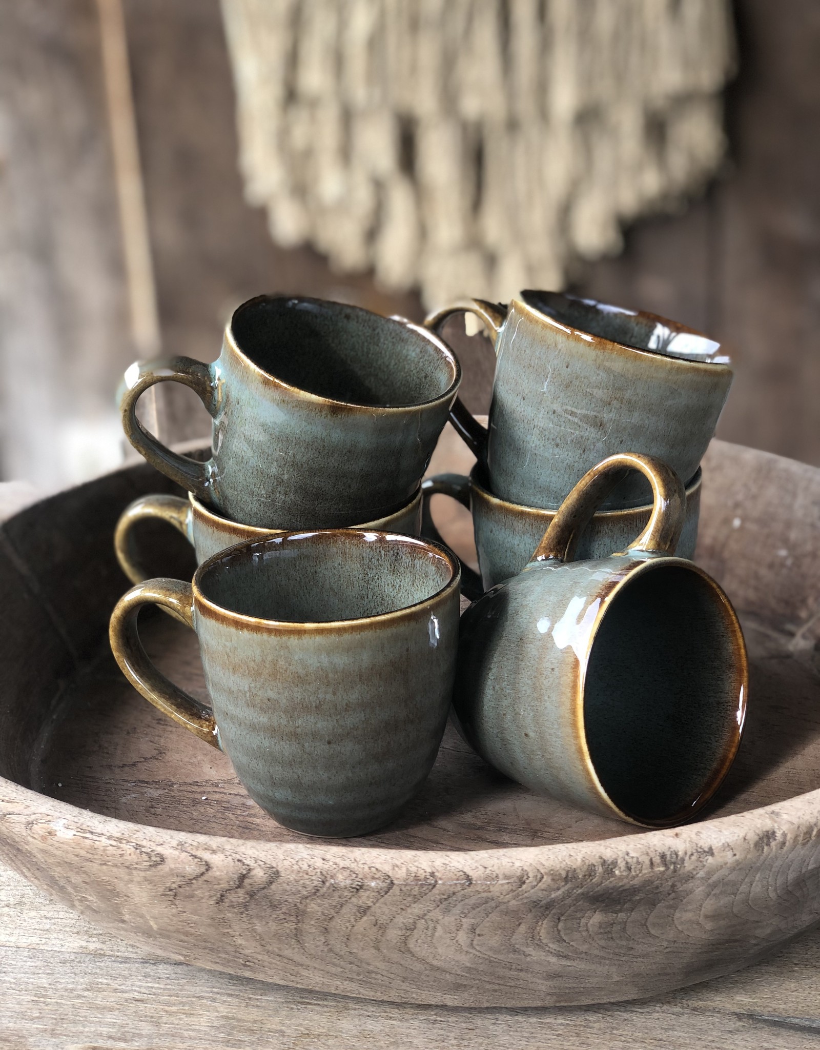 Mica decorations Mok large Tabo- set van 6  -  groen