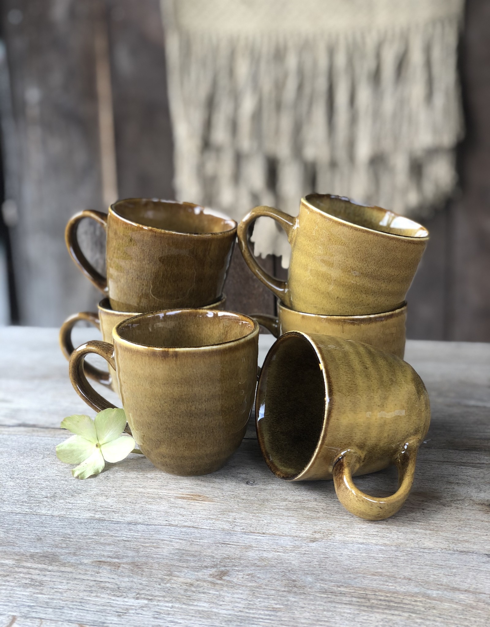 Mica decorations Mok large -  set van 4  - large oker