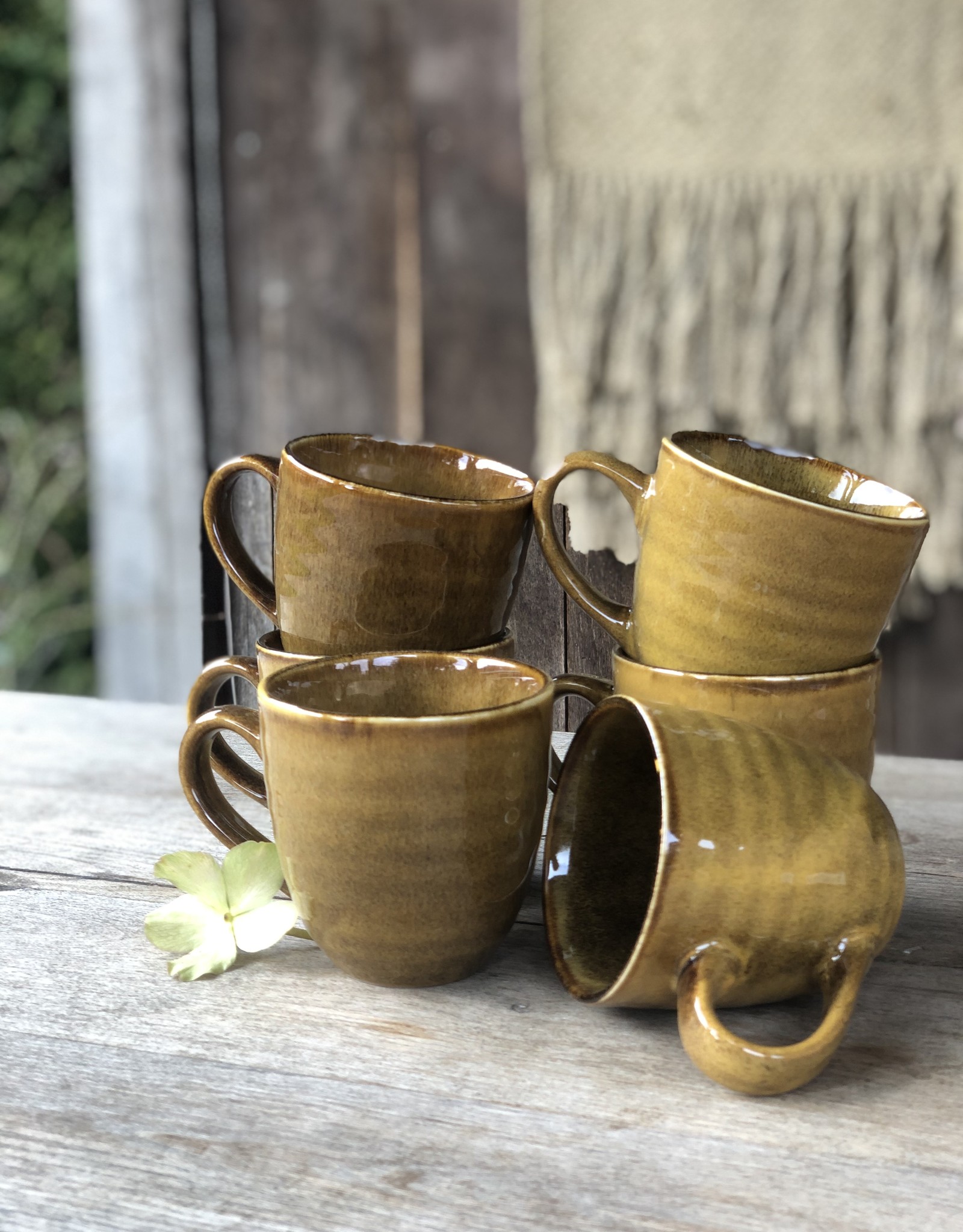 Mica decorations Mok large -  set van 4  - large oker