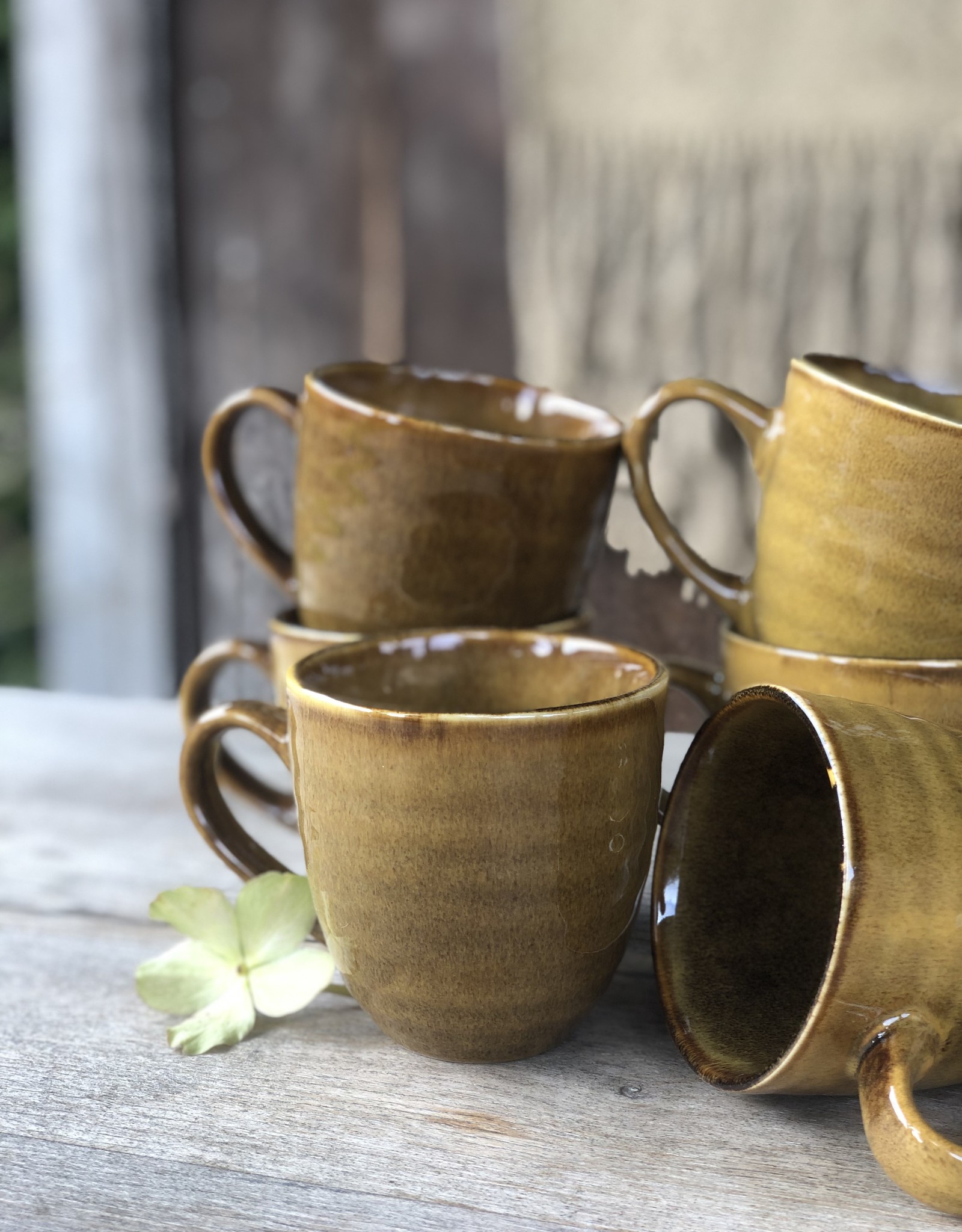 Mica decorations Mok large -  set van 4  - large oker