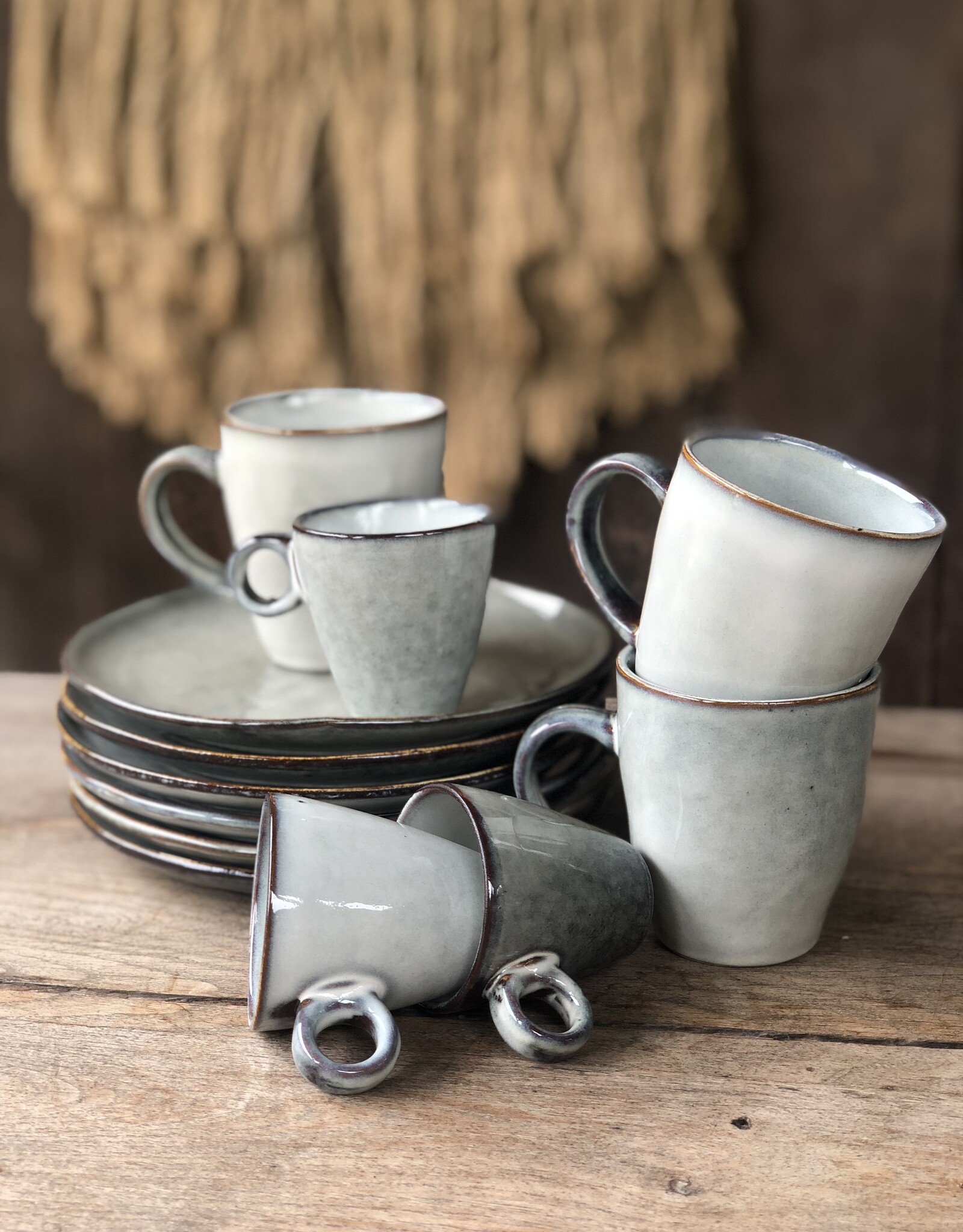 Mica decorations Espresso kopje - set van 4 -grijs