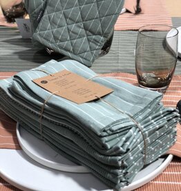 Linen & More Placemat set 8 delig - Green stripe