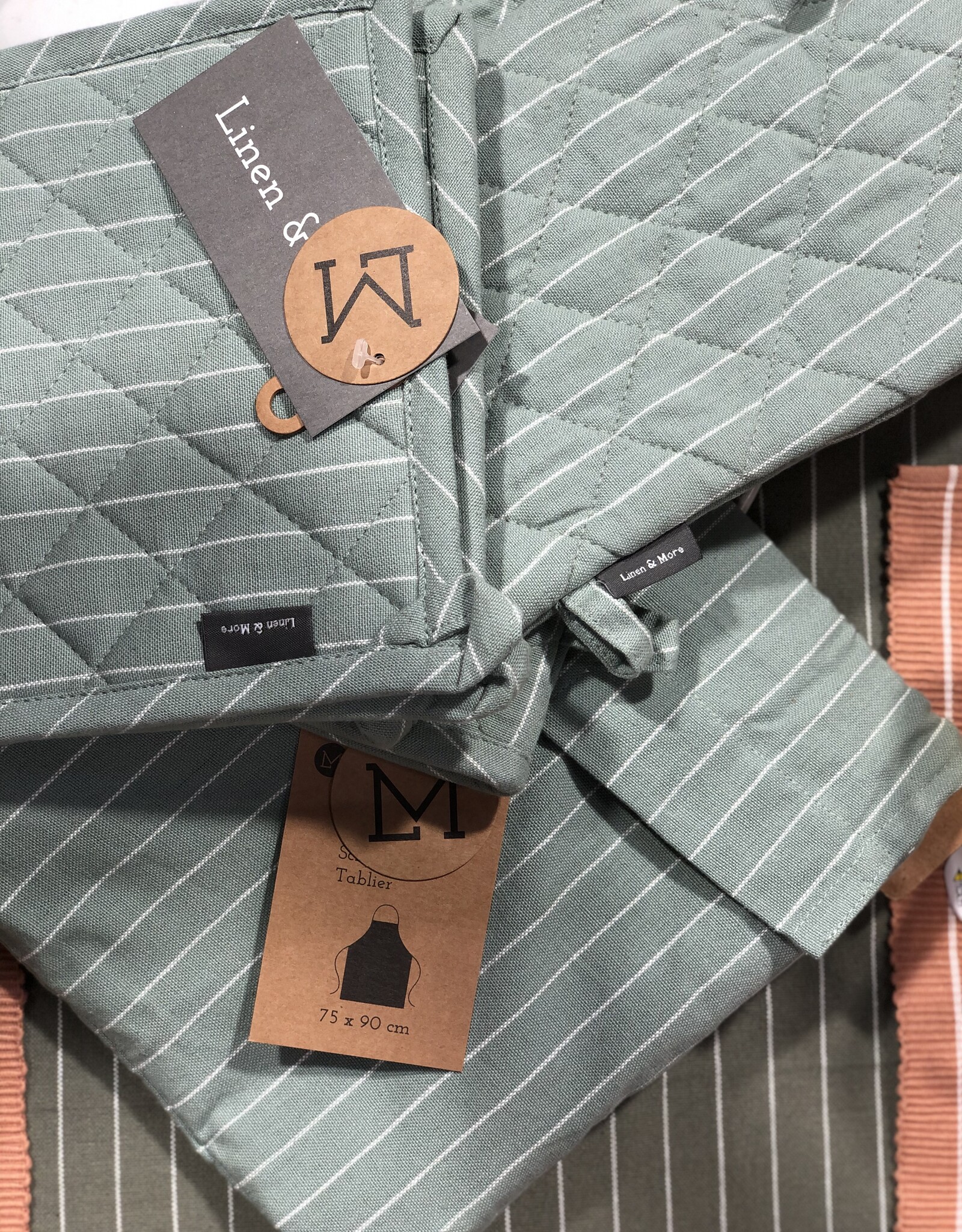 Linen & More Keukenschort  5 delig - zacht groen
