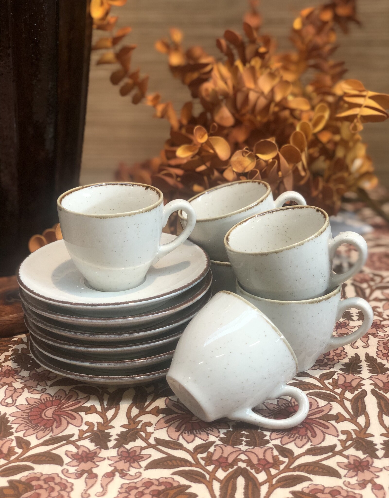 Espresso kop en schotel- set van 4 - creme