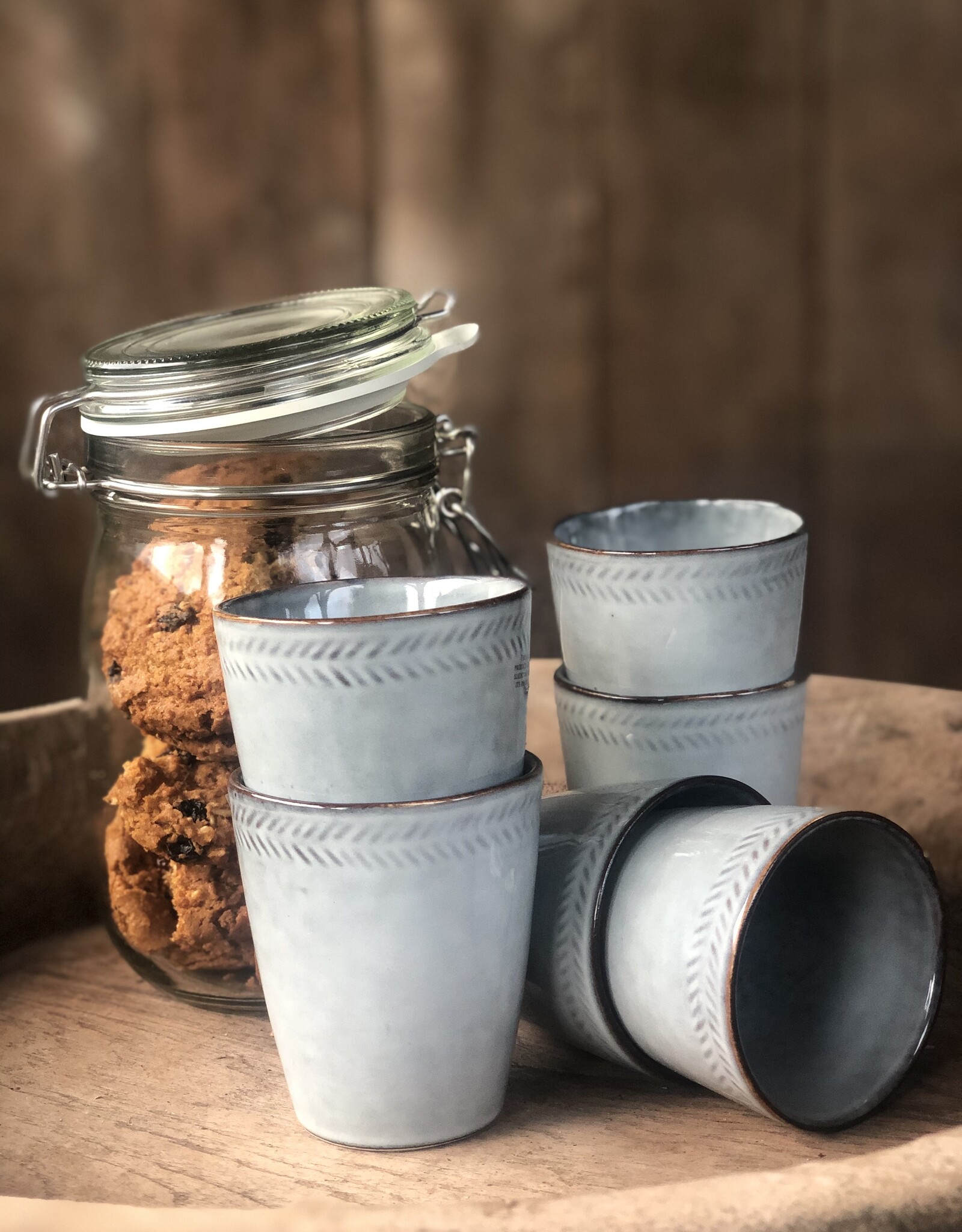 Mica decorations Koffiebeker Racco grijs S- set van 6