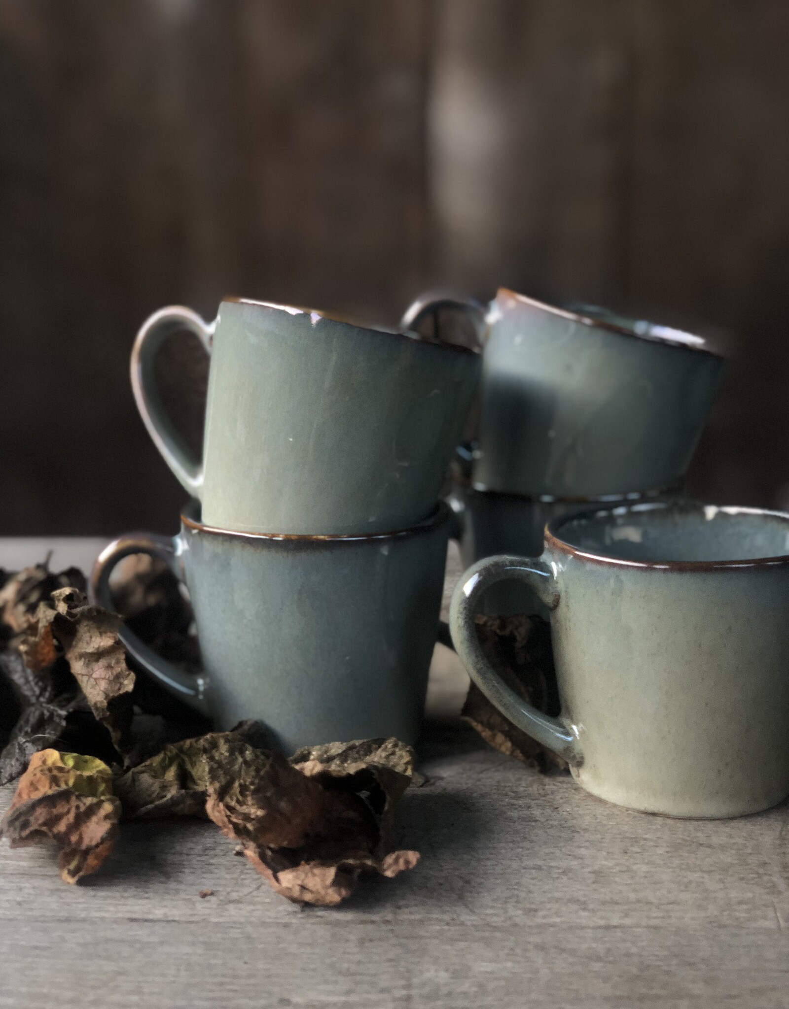 Mica decorations Koffiebeker Racco groen - set van 6