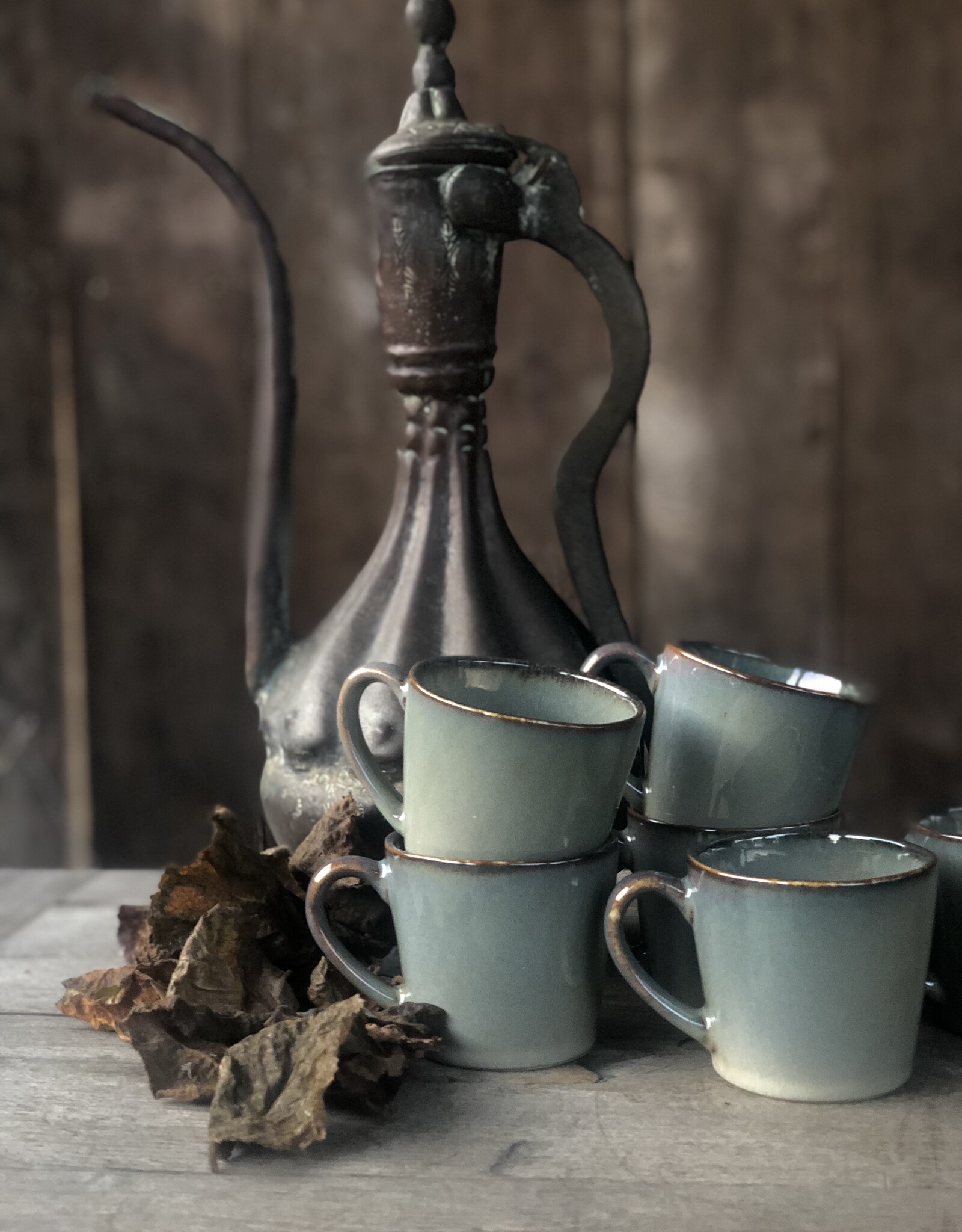 Mica decorations Koffiebeker Racco groen - set van 6