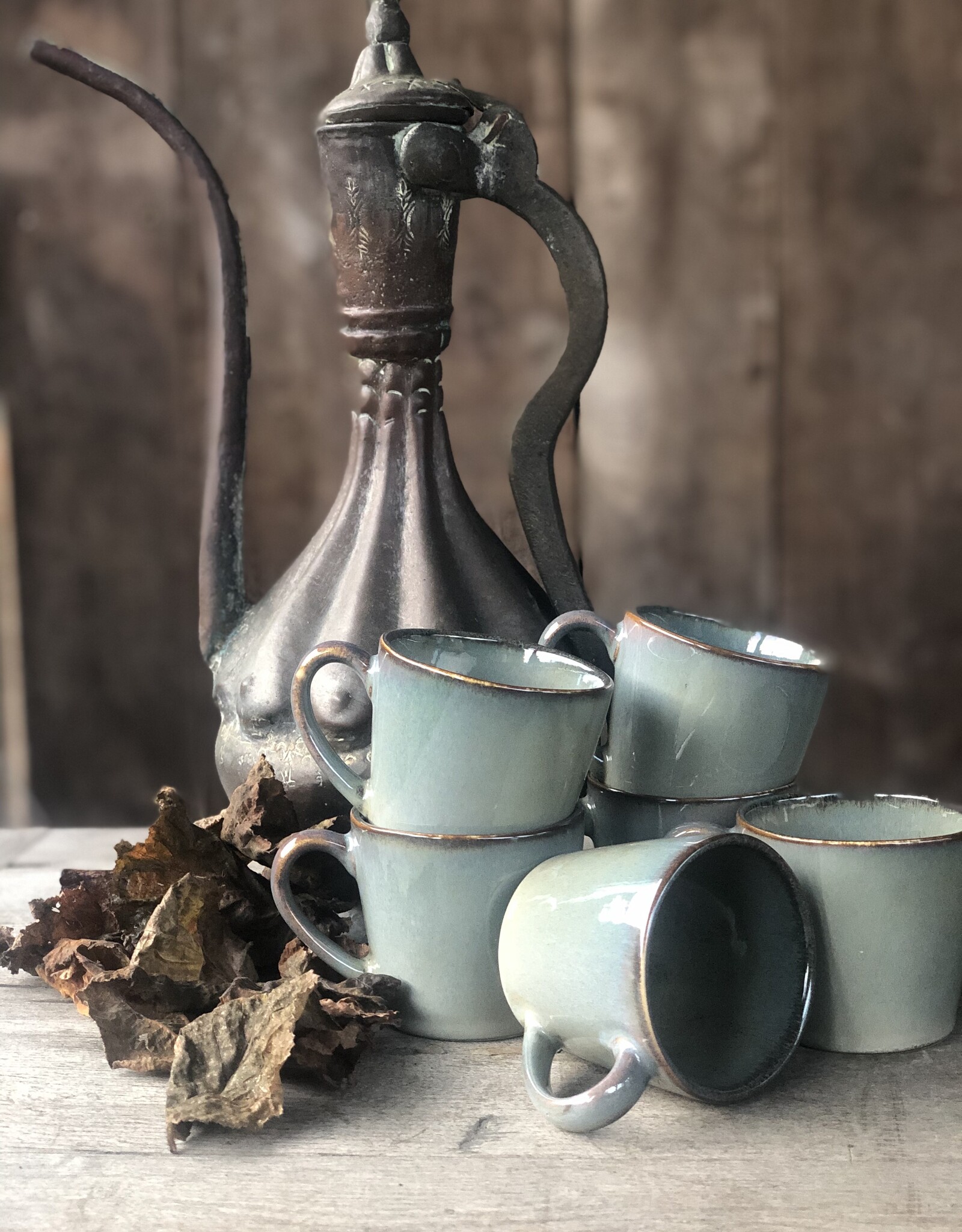 Mica decorations Koffiebeker Racco groen - set van 6