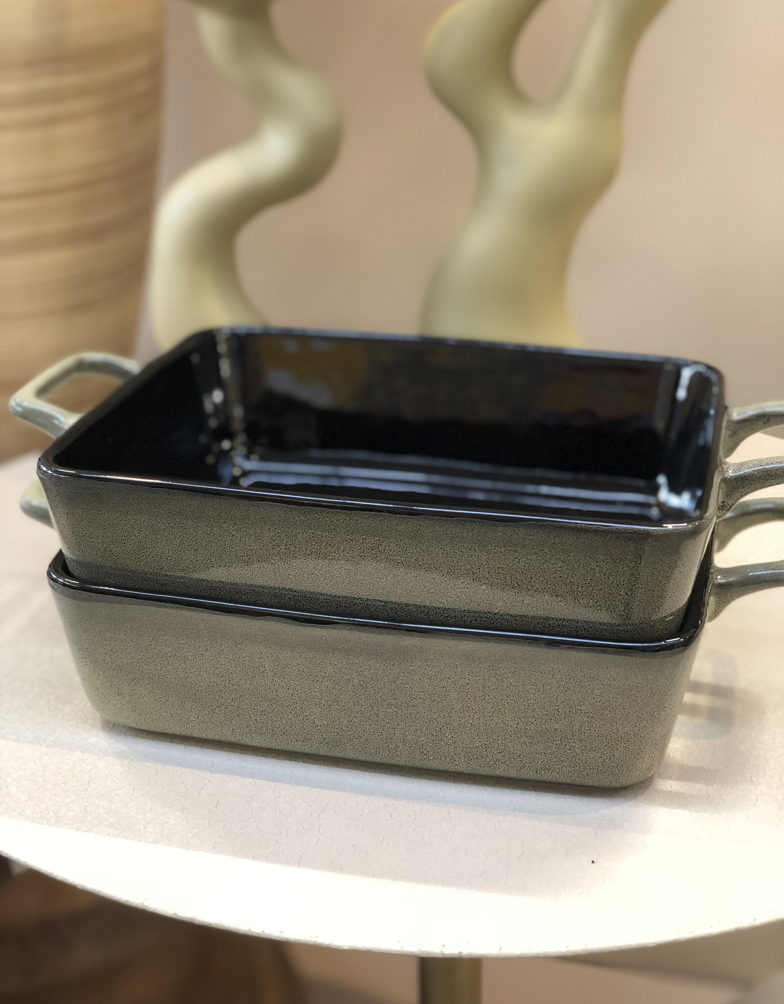 Elzet Ovenschaal  Stoneware - oud groen