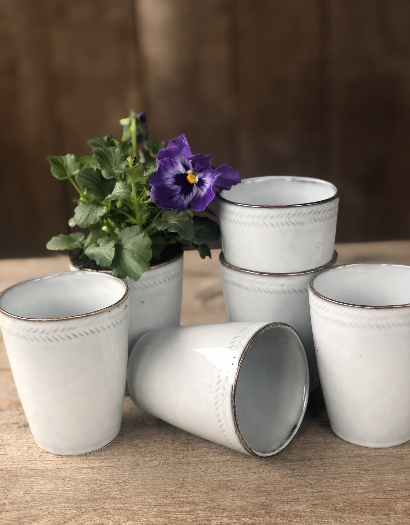 Mica decorations Koffiebeker Racco grijs - set van 6 - large