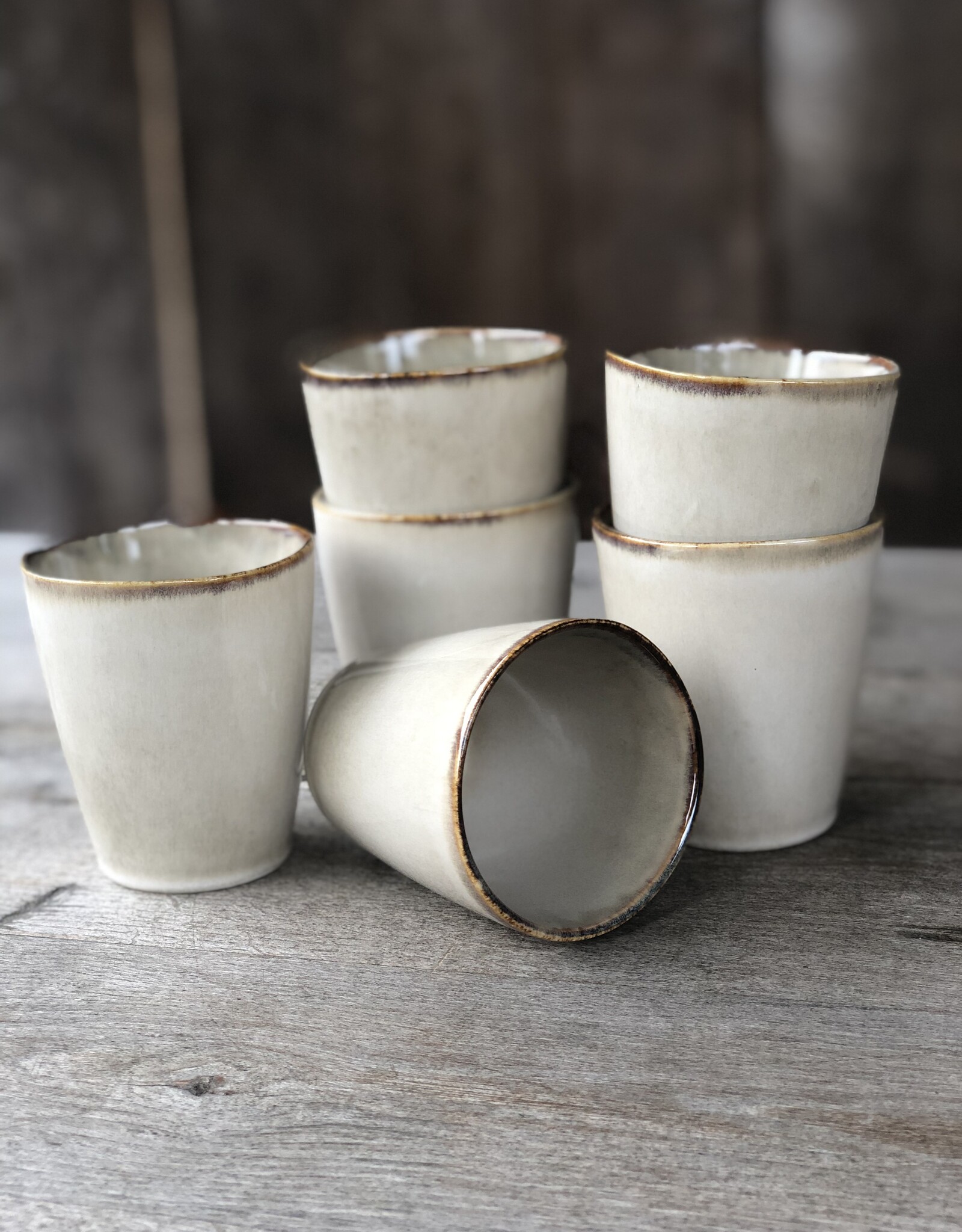 Mica decorations Koffiebeker Racco S beige - set van 6