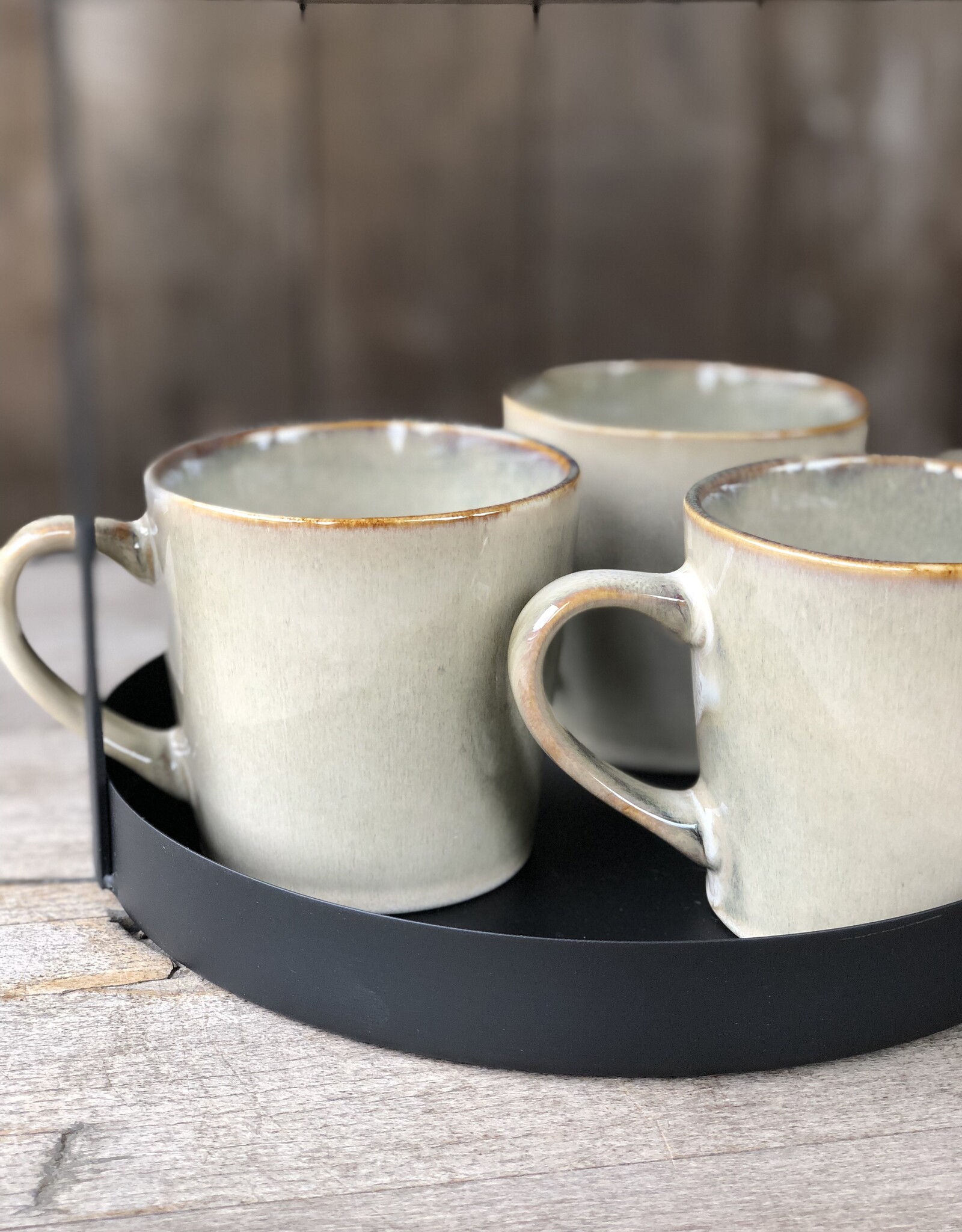 Mica decorations Soepkom Racco beige  XL - set van 4