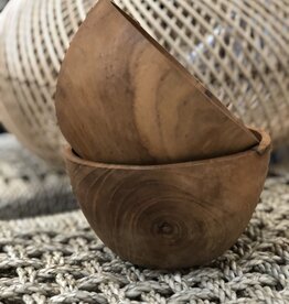 Eigen en anders Teak houten kom set van 2 - L