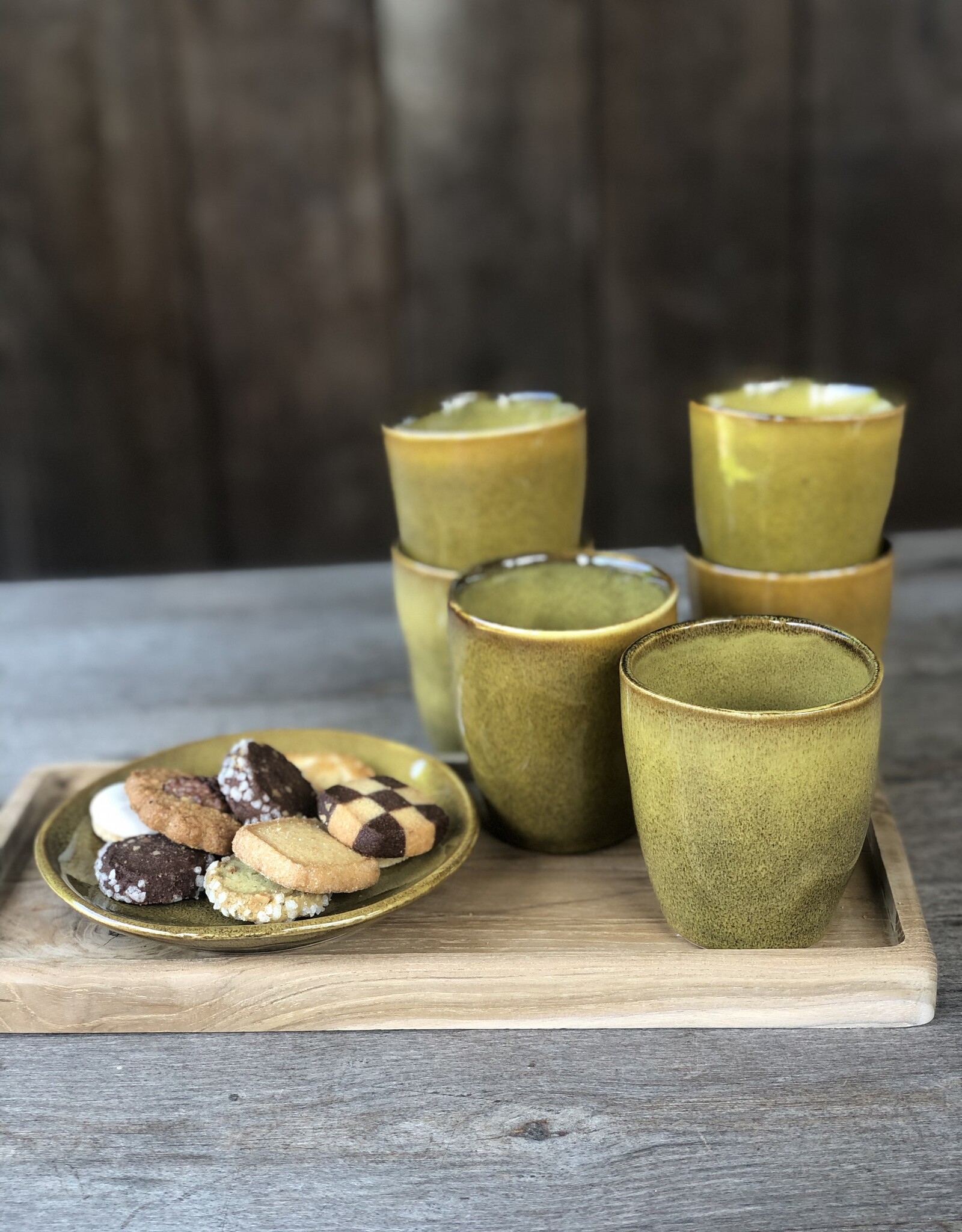 Mica decorations Bordje Tabo - 14 cm - set van 6 - oker