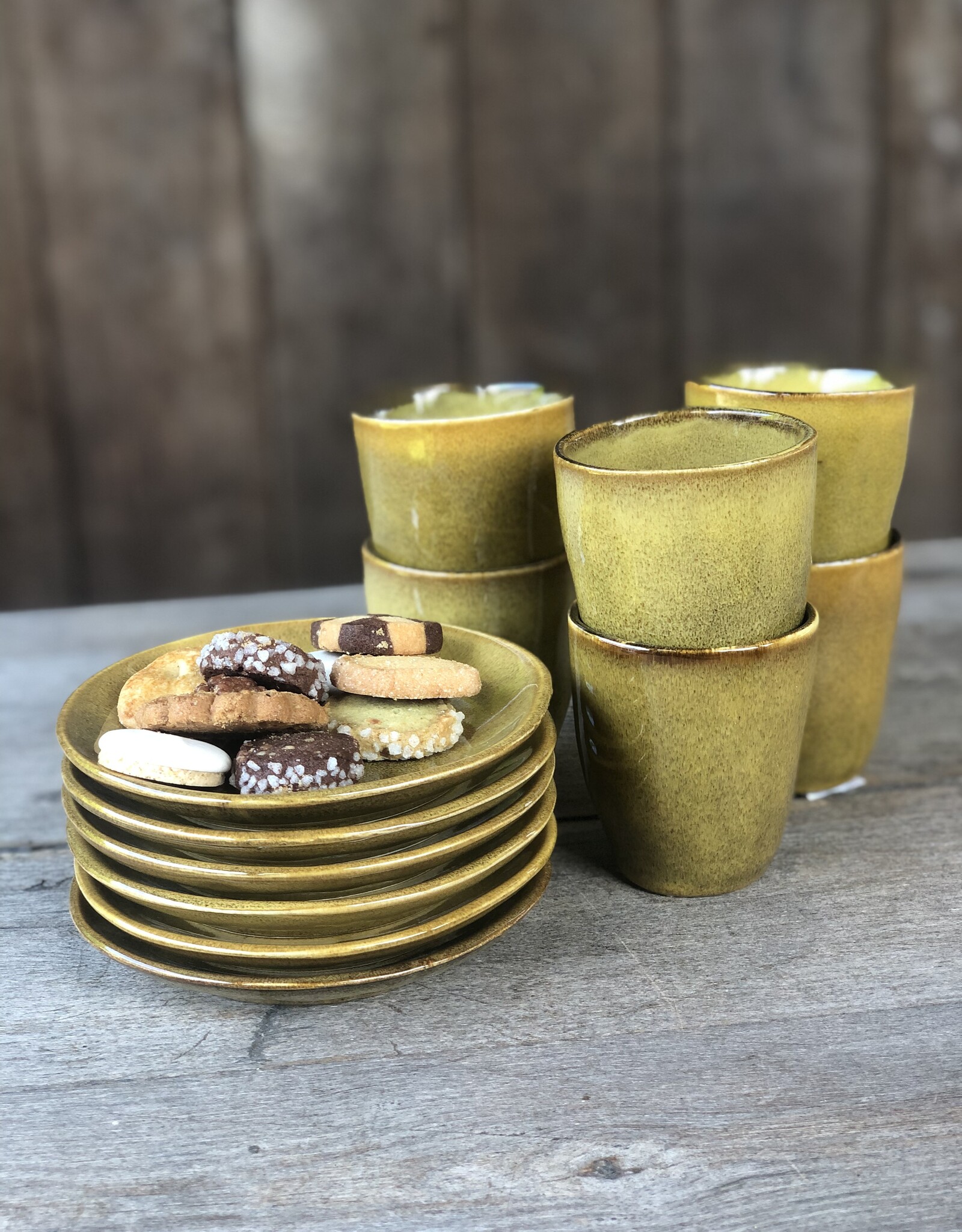 Mica decorations Bordje Tabo - 14 cm - set van 6 - oker