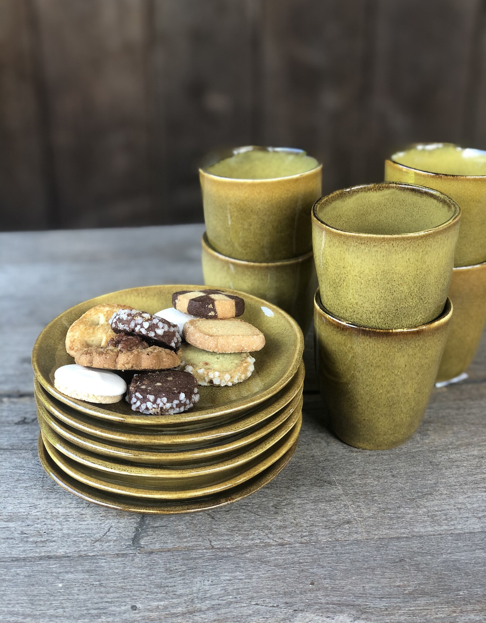 Mica decorations Bordje Tabo - 14 cm - set van 6 - oker