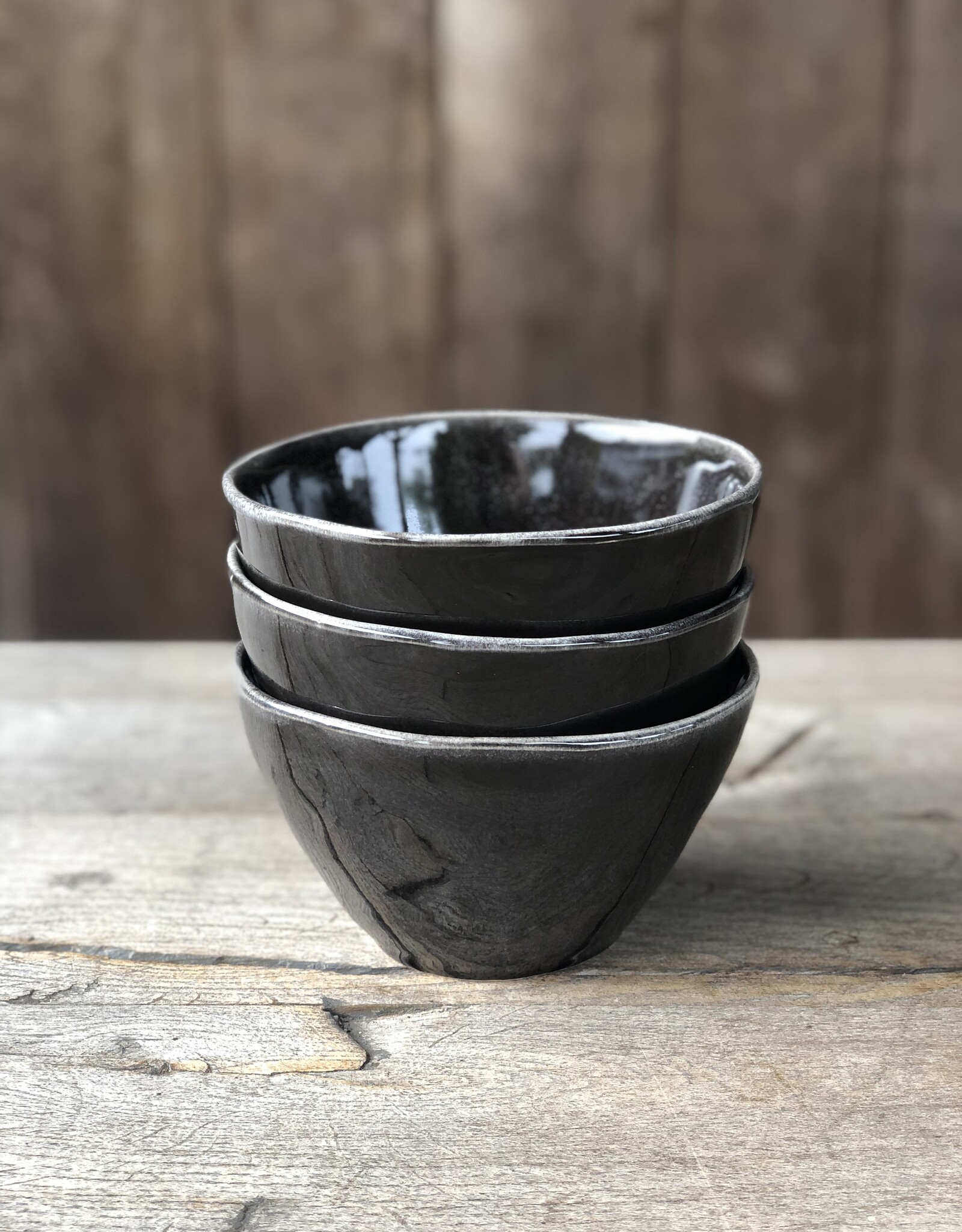 Mica decorations Kom Tabo - 14 cm - set van 3 - zwart