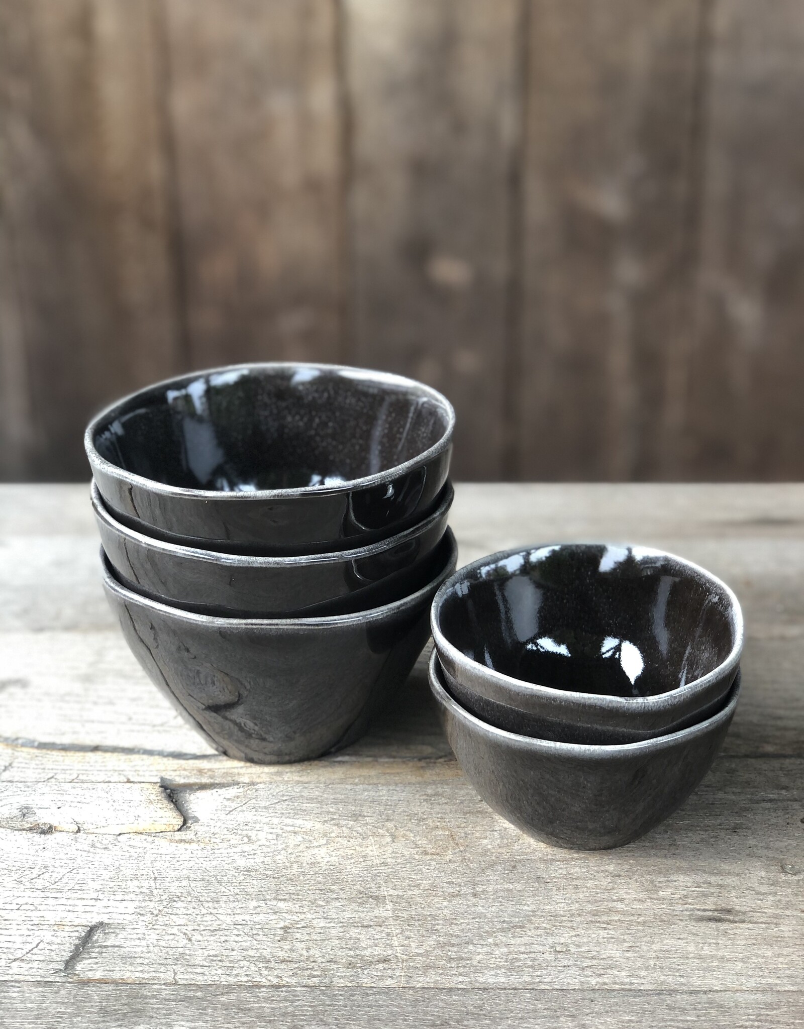 Mica decorations Kom Tabo - 14 cm - set van 3 - zwart