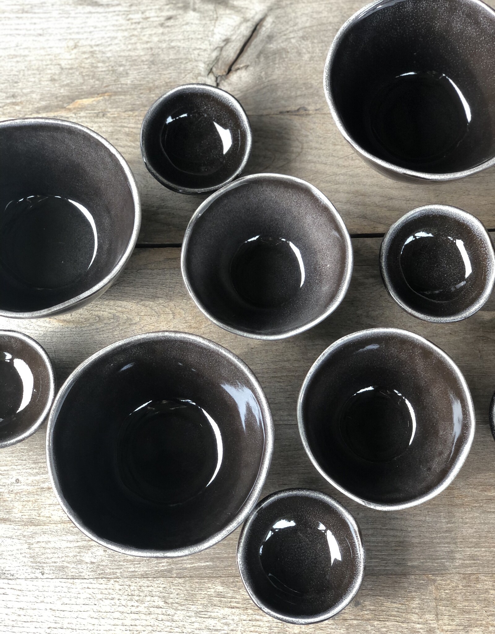 Mica decorations Kom Tabo - 14 cm - set van 3 - zwart