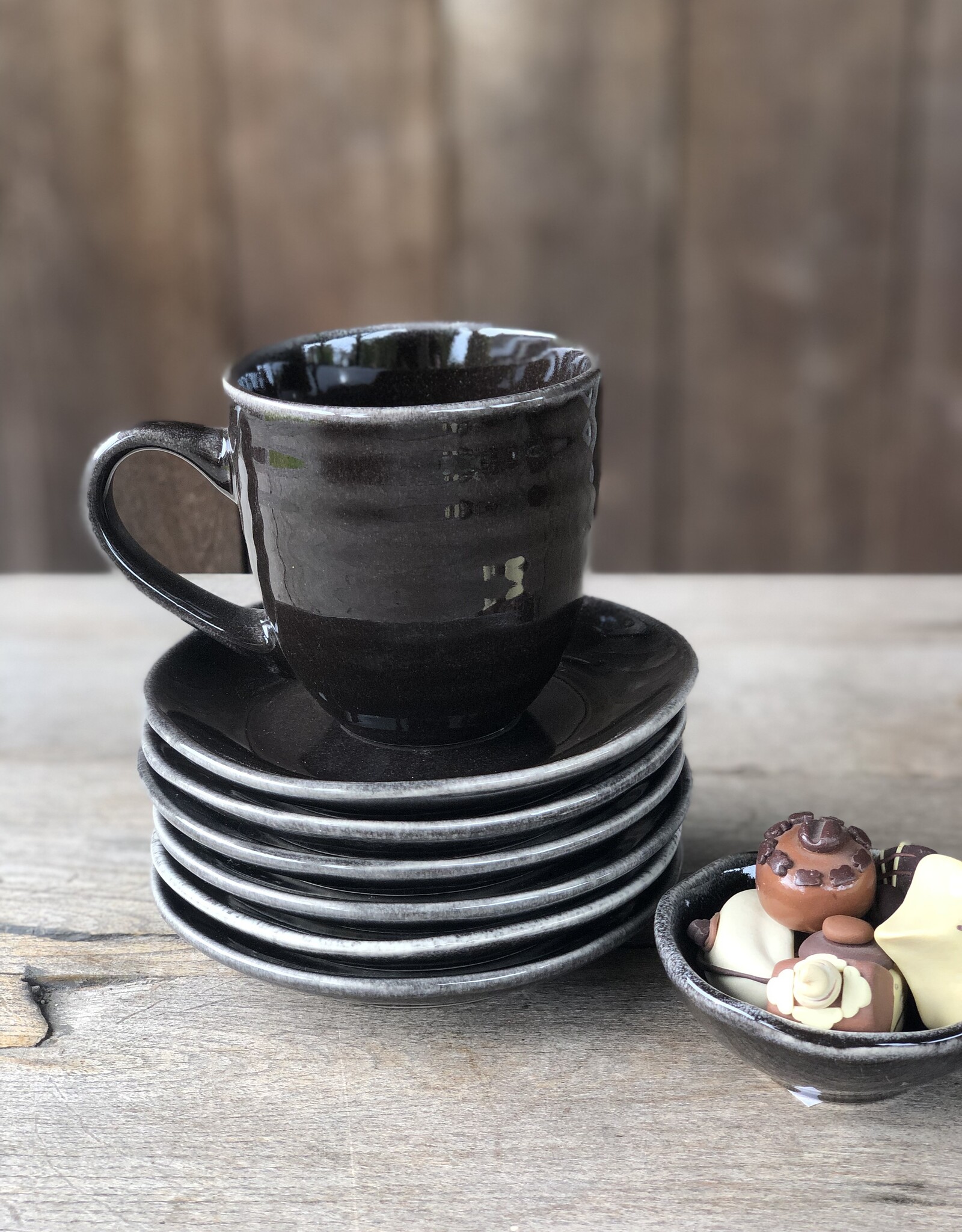 Mica decorations Mok large Tabo - set van 6  - zwart