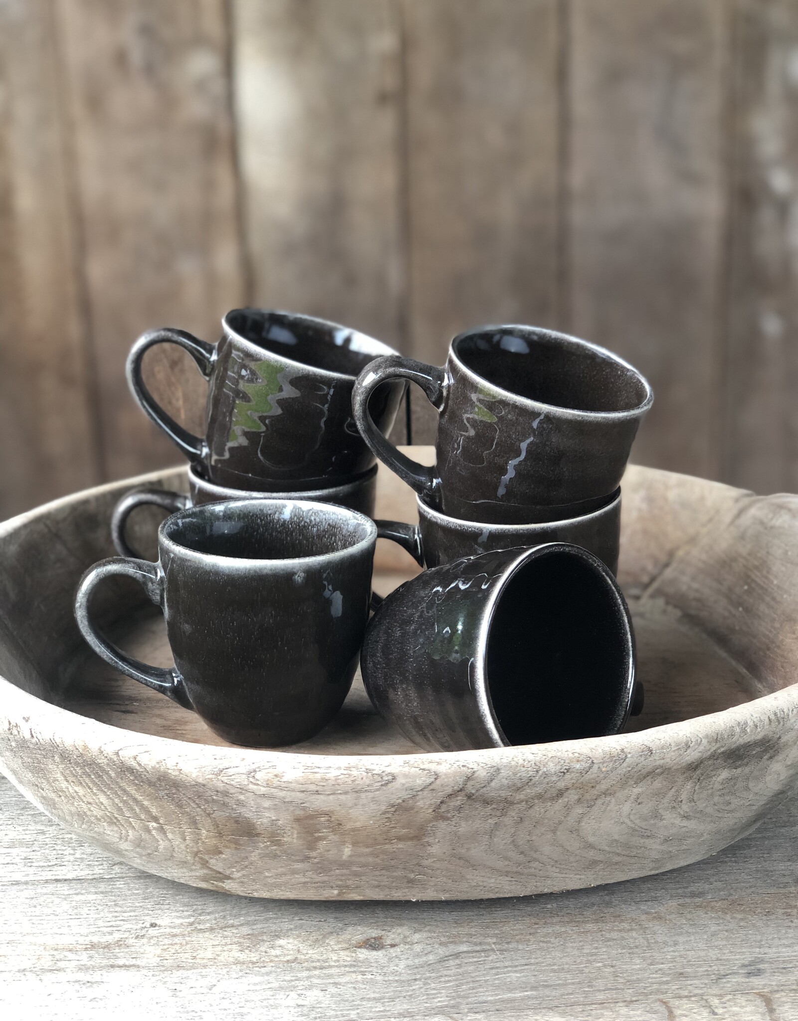 Mica decorations Mok large Tabo - set van 6  - zwart