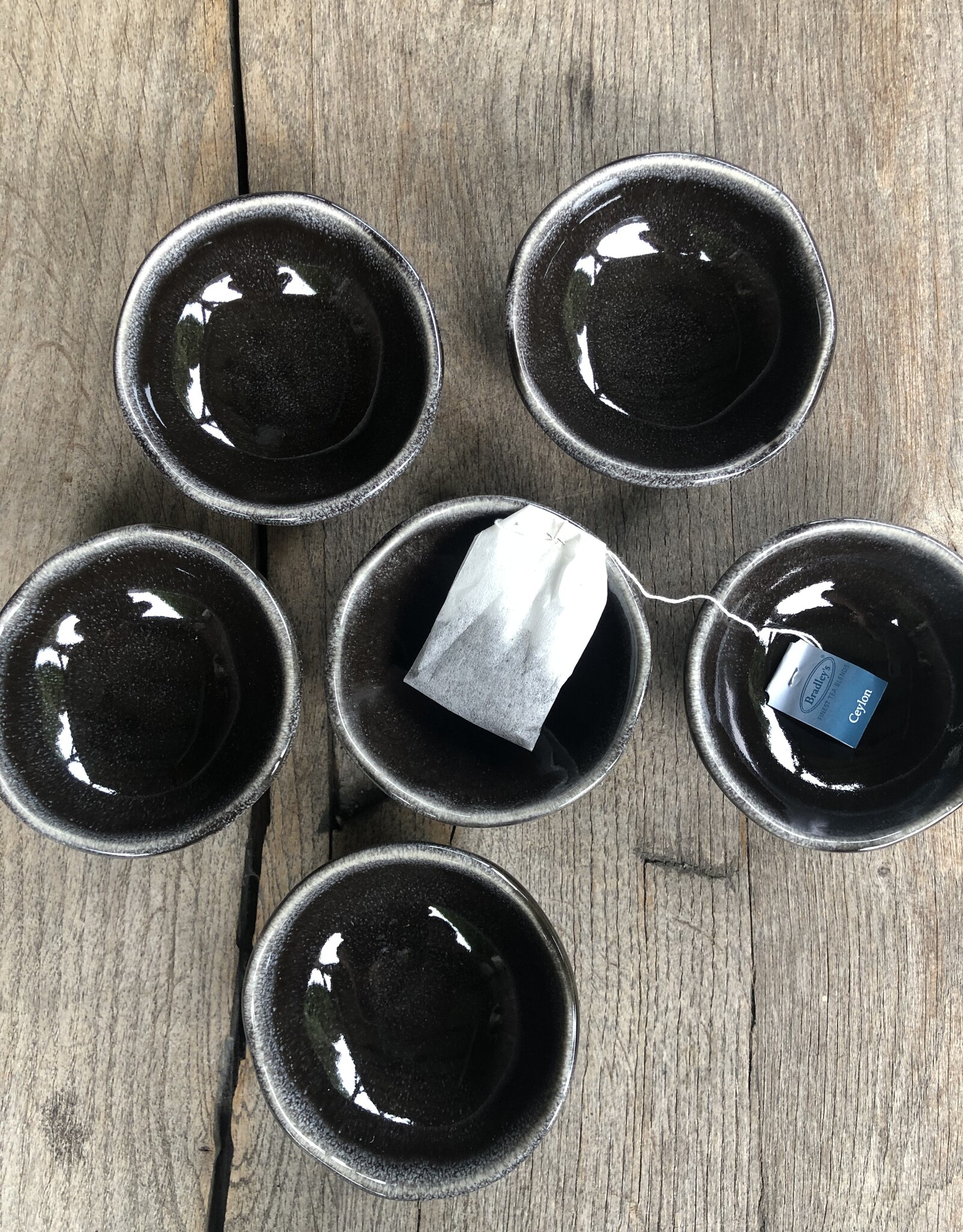 Mica decorations Schaaltje Tabo - 8,5 cm - set van 6 - zwart