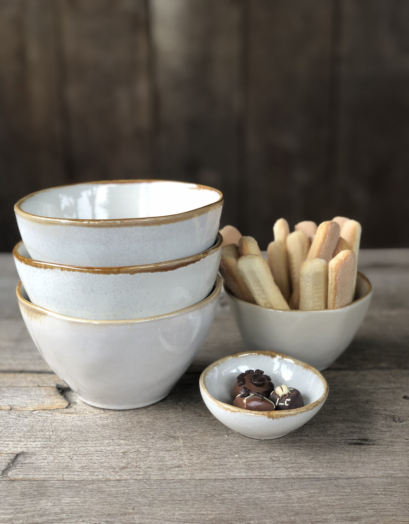 Mica decorations Schaaltje Tabo - 11,5 cm - set van 6 - wit