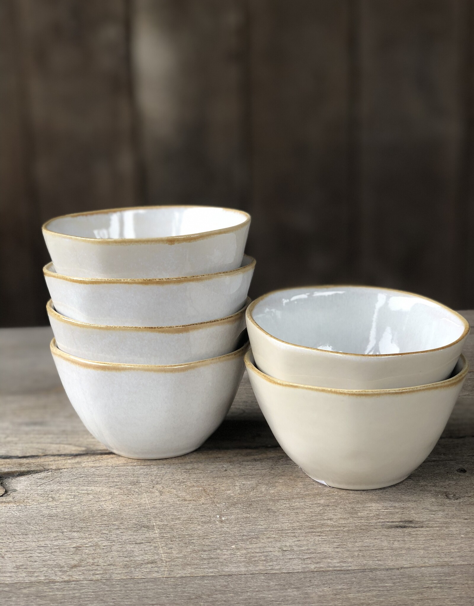 Mica decorations Schaaltje Tabo - 11,5 cm - set van 6 - wit