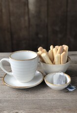 Mica decorations Schaaltje Tabo - 11,5 cm - set van 6 - wit