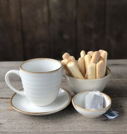 Mica decorations Schaaltje Tabo - 11,5 cm - set van 6 - wit