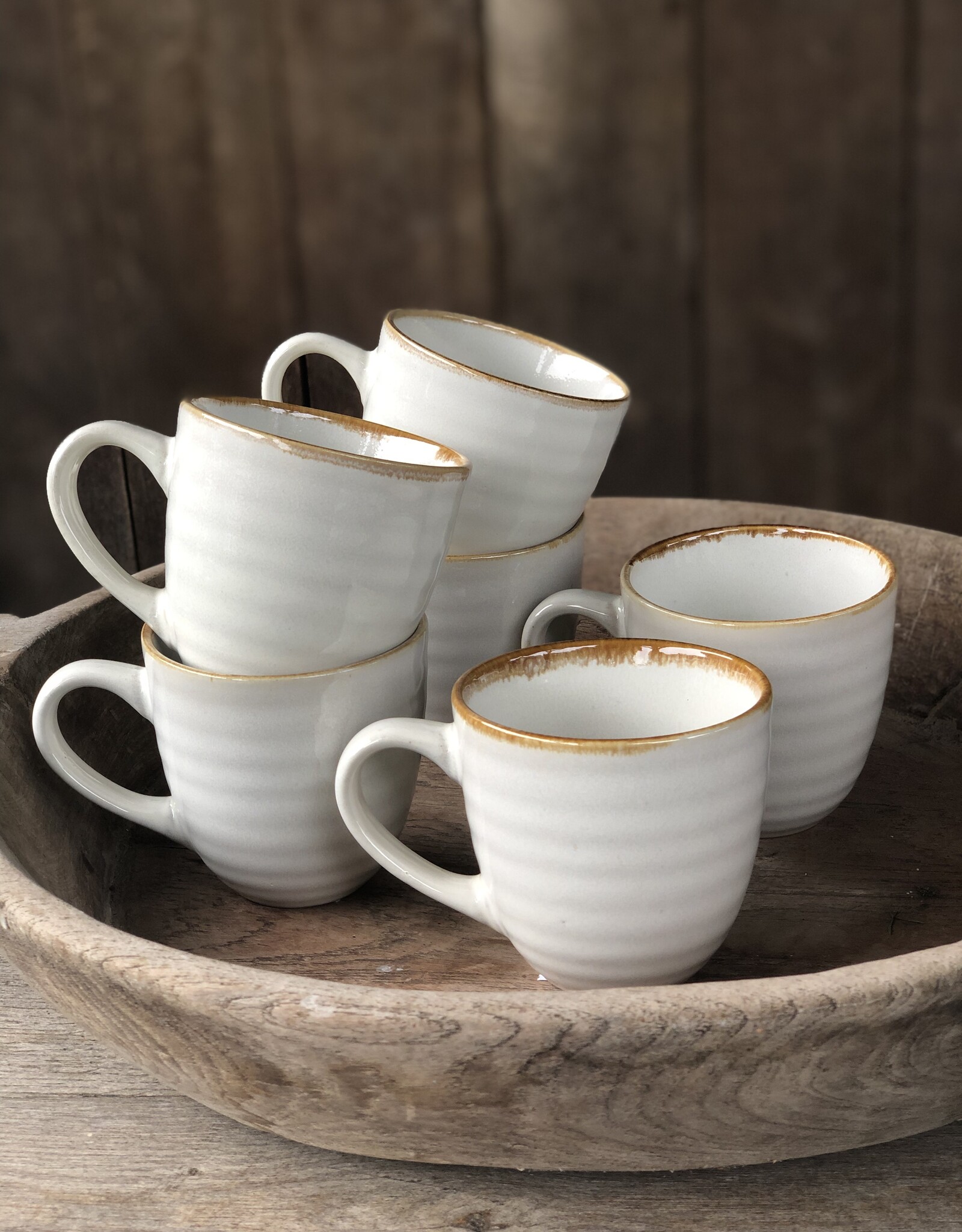 Mica decorations Mok large Tabo - set van 6  - wit