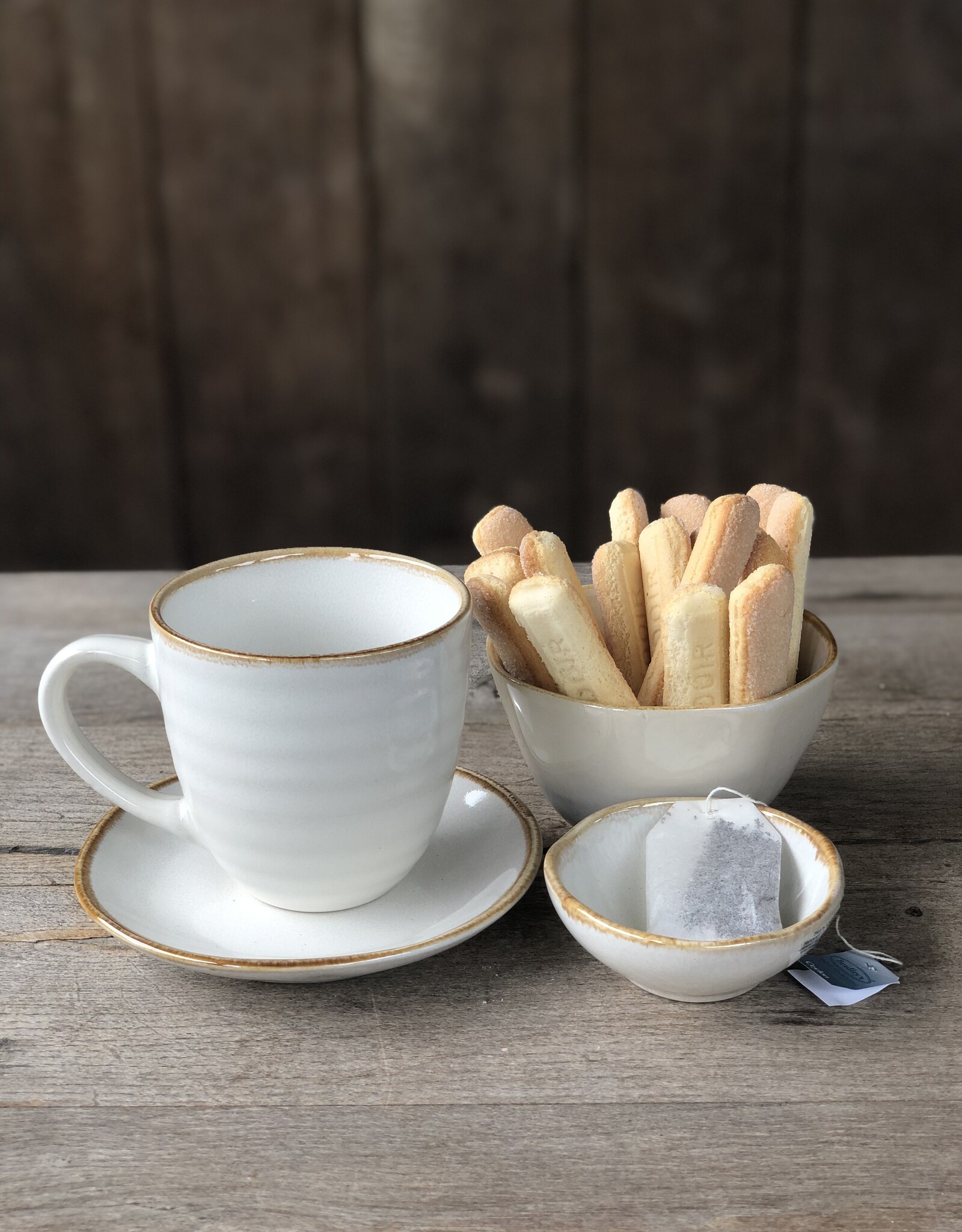 Mica decorations Schaaltje Tabo - 8,5 cm - set van 6 - wit