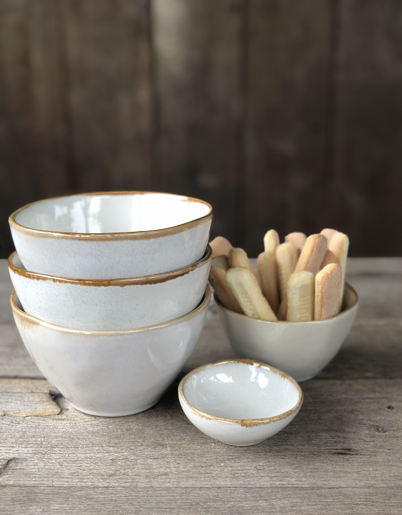 Mica decorations Schaaltje Tabo - 8,5 cm - set van 6 - wit