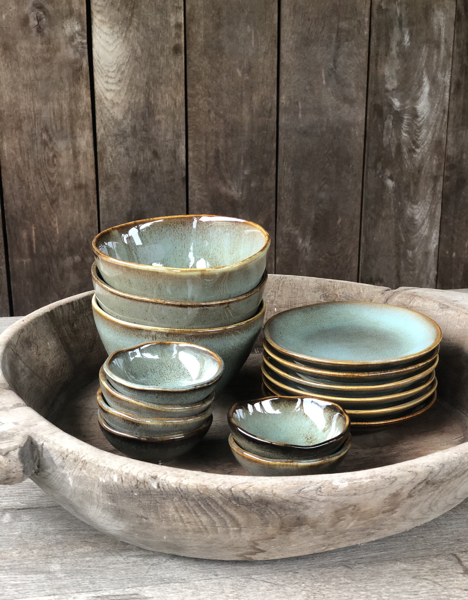 Mica decorations Schaaltje Tabo - 8,5 cm - groen