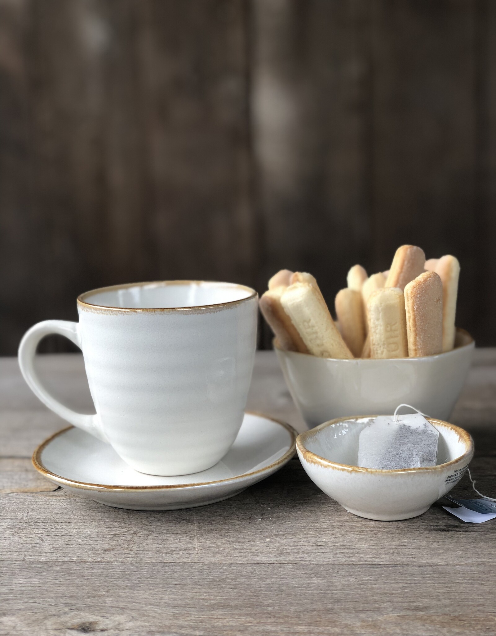 Mica decorations Kom  Tabo - 14 cm - set van 3 - wit