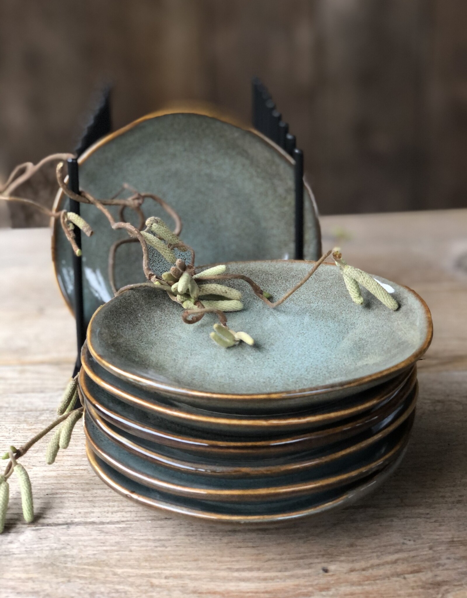 Mica decorations Bordje Tabo - 14 cm -set van 6 - groen